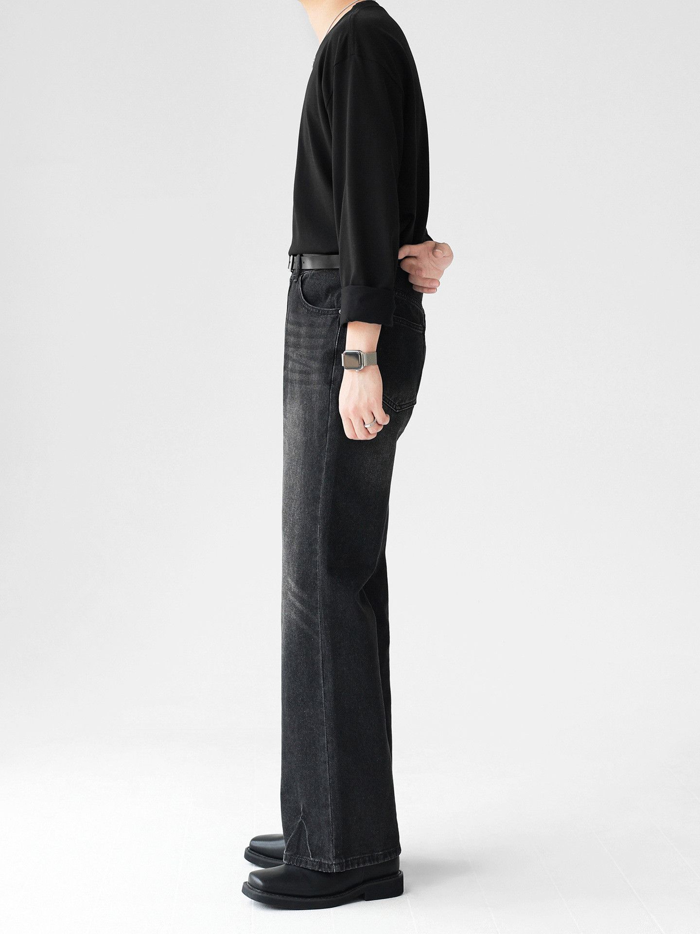 Japanese Brand × Jean Men's loose retro wide-leg slightly flared distressed jeans Size US 32 / EU 48 - 3 Thumbnail