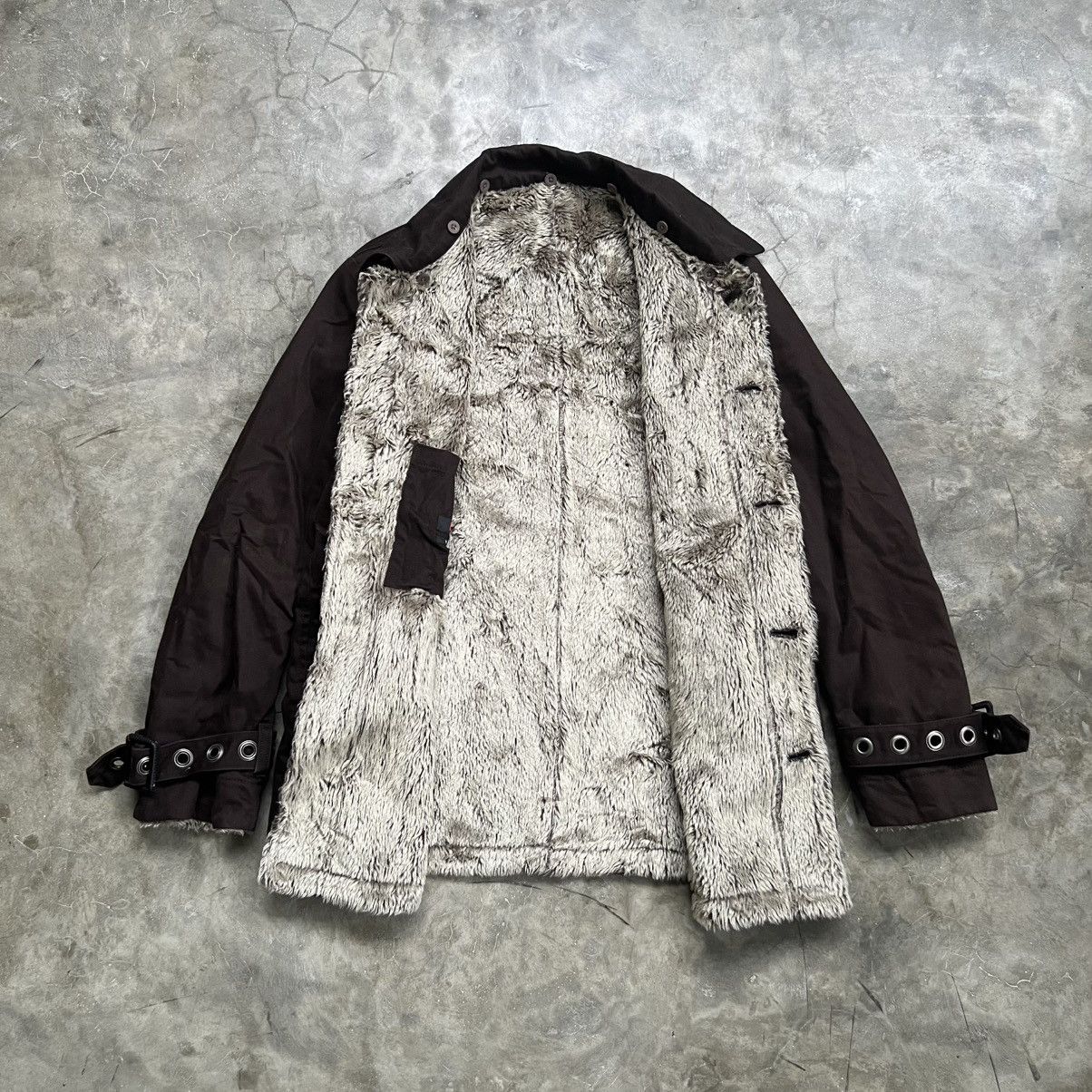 14th Addiction 2000s Edge Rupert Fur Biker Jacket Buckle Cuff Brown Size US M / EU 48-50 / 2 - 2 Thumbnail