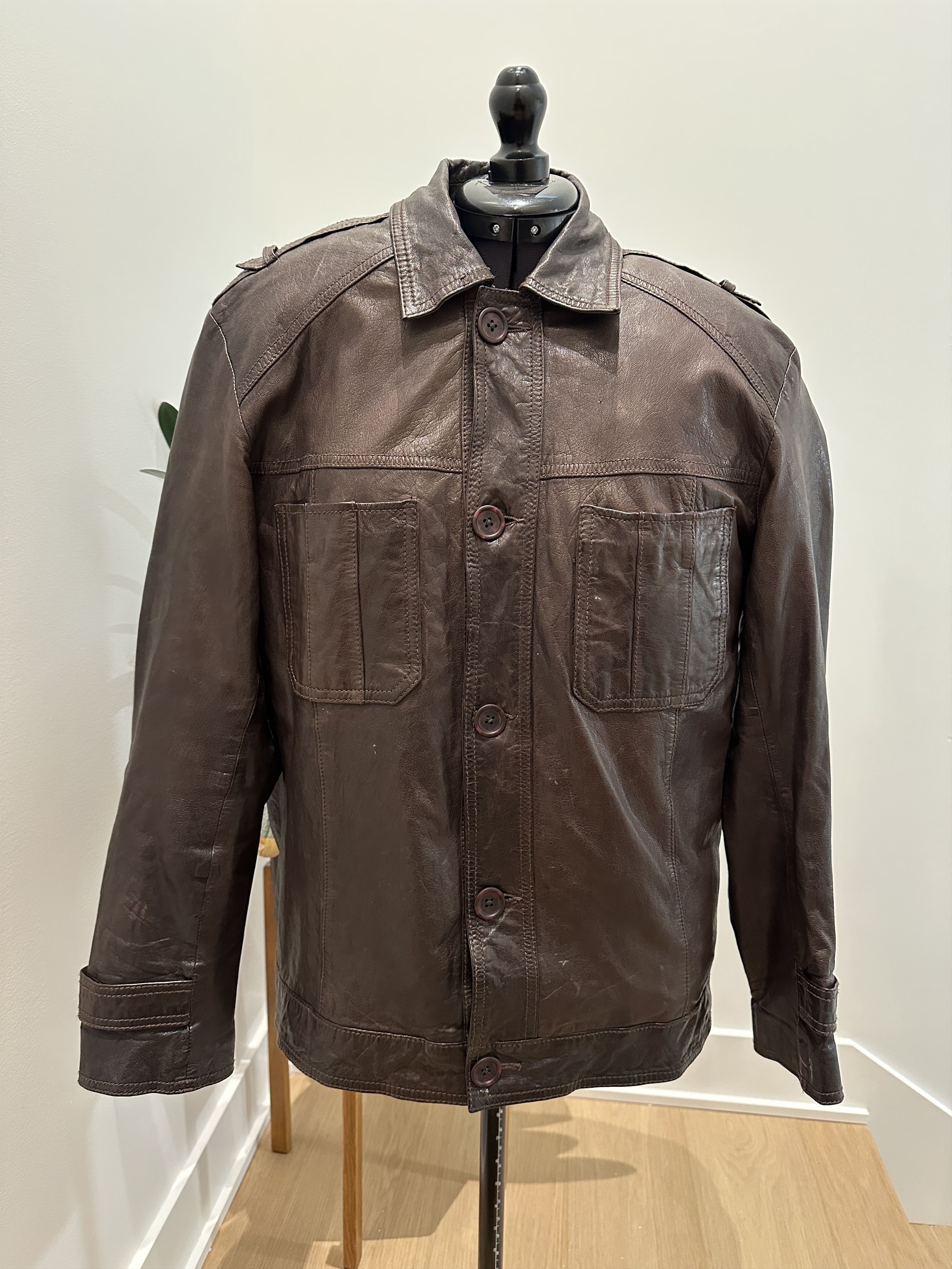 John Varvatos Brown leather jacket size small John varvatos star Size US XXS / EU 40 - 3 Thumbnail