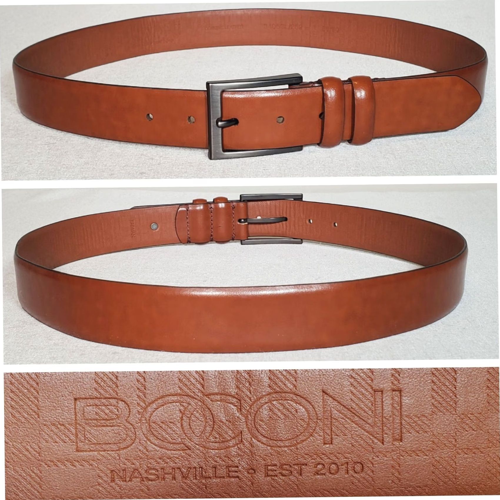 Doublet BOCONI Douglas Italian Leather Dress Belt Cognac Double Keepers Men Size 36 Size 36 - 2 Thumbnail