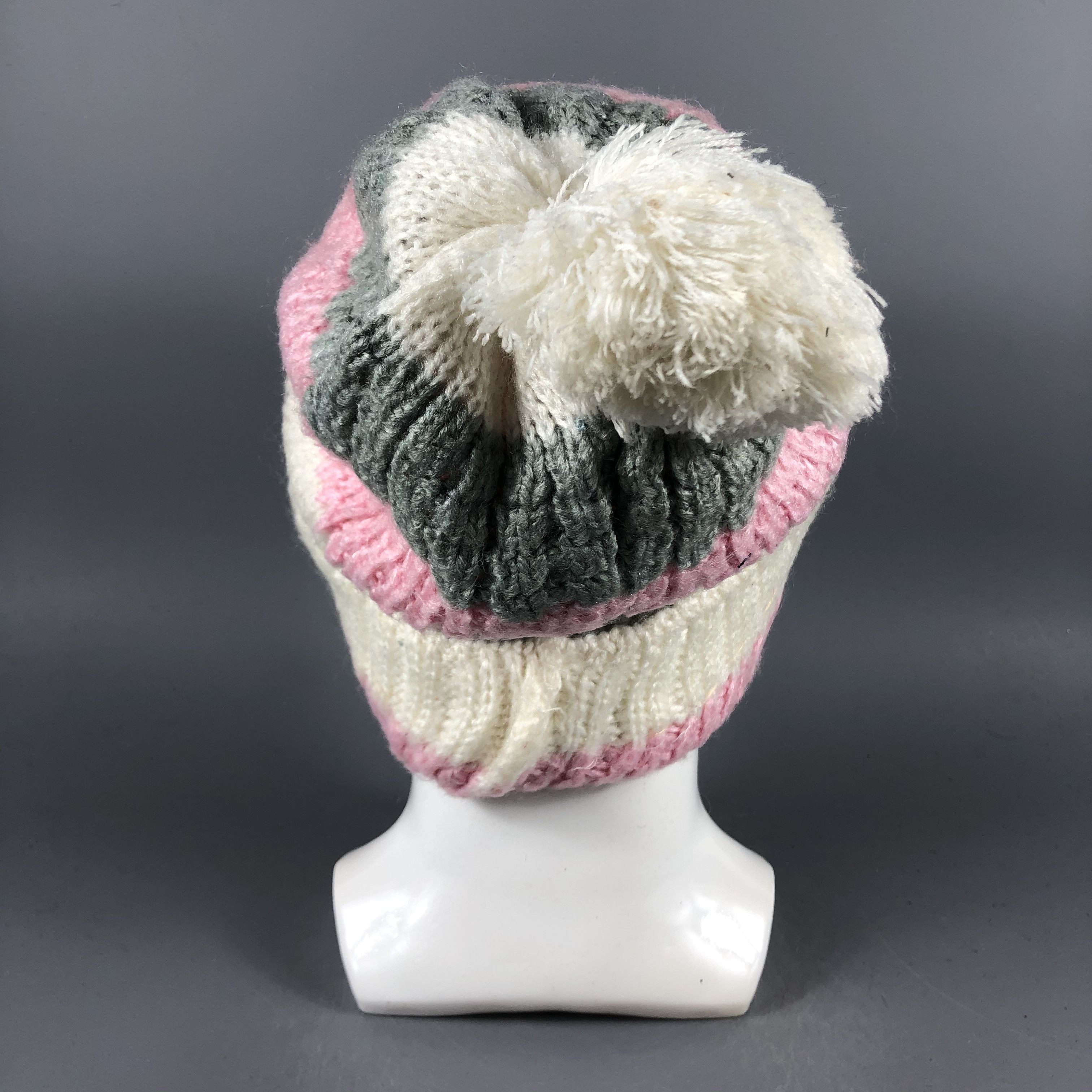 Japanese Brand × Vintage Womens Knit Stripe PomPom Beanie Snow Hat Snow Cap -D1100 Size ONE SIZE - 3 Thumbnail