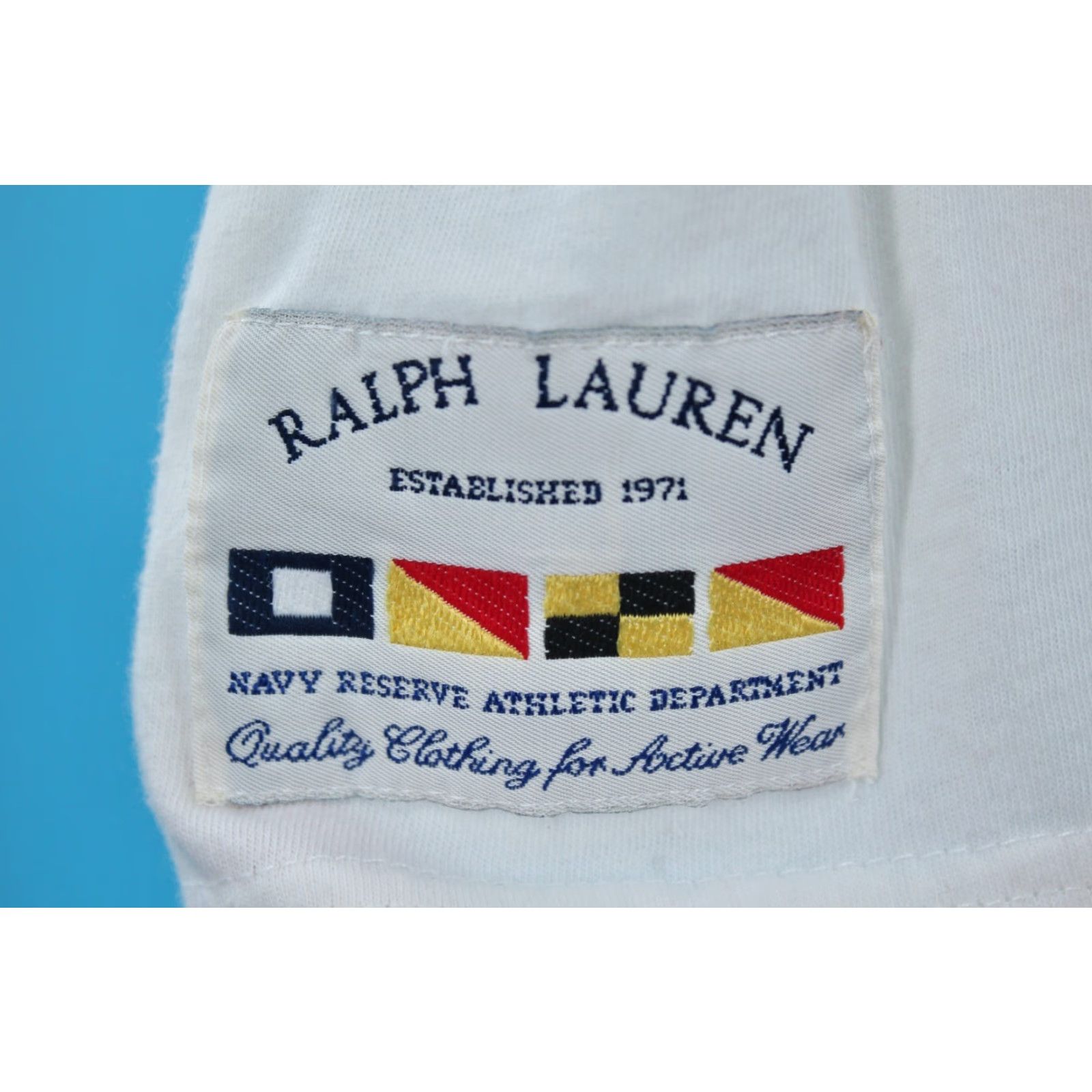 Ralph Lauren VINTAGE Ralph Lauren Shirt Mens 1990s Navy Reserve T Shirt L White 90s Polo Tshirt Athletic Mens Size US L / EU 52-54 / 3 - 6 Thumbnail