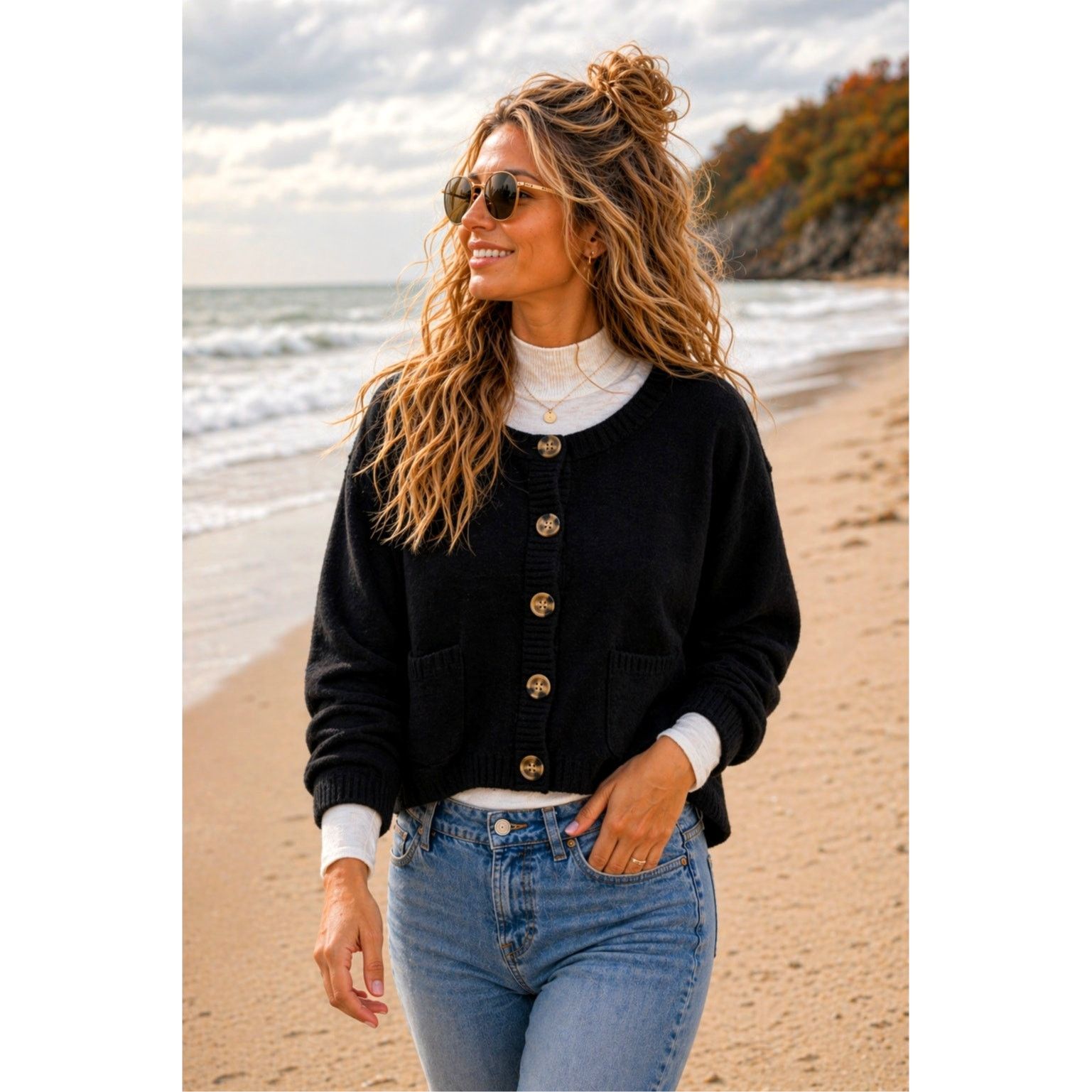 Free People Free People Luna Cardigan Black Size XL Size XL / US 12-14 / IT 48-50 - 1 Thumbnail