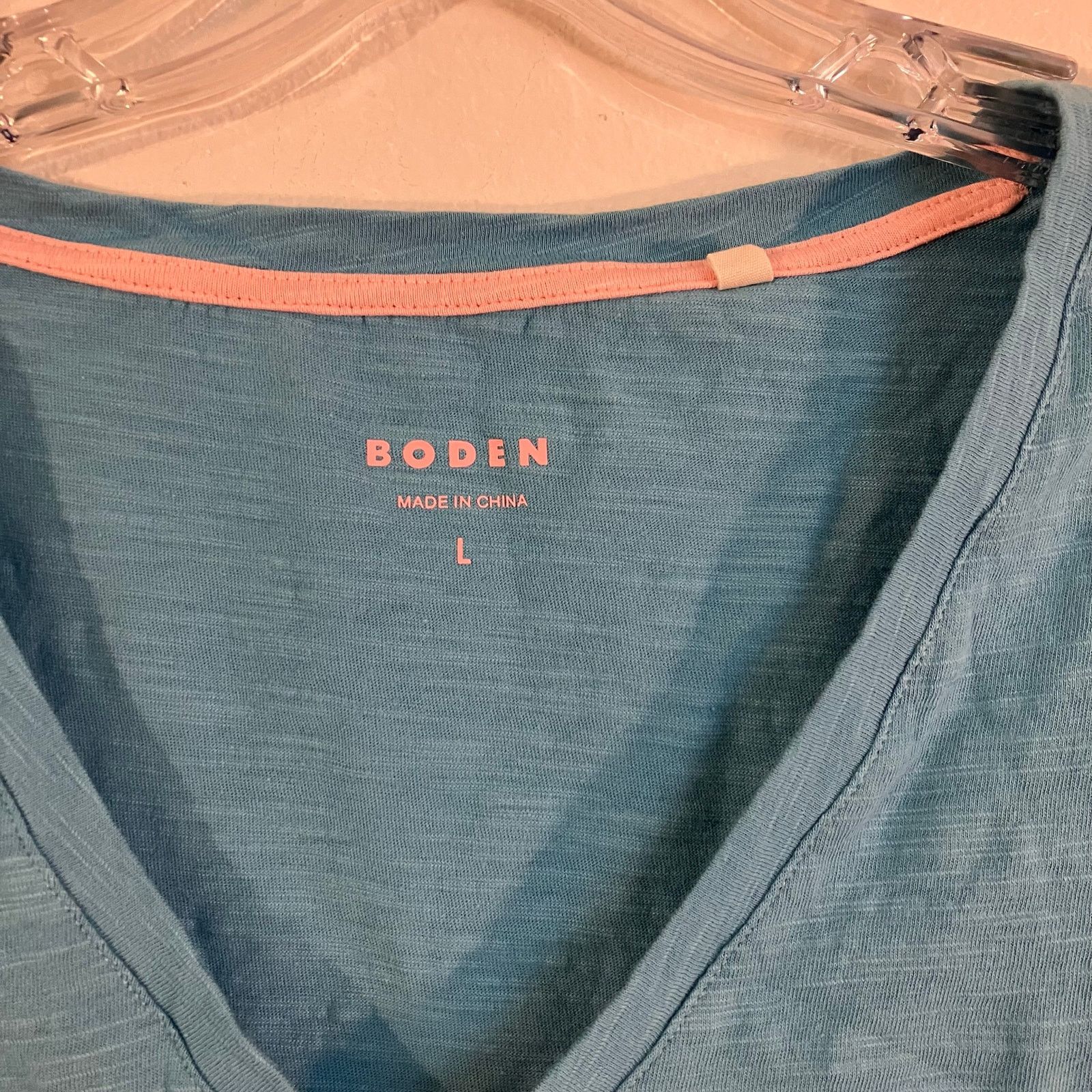Boden Boden V-Neck Turquoise Blue Short Sleeve T-shirt Size L / US 10 / IT 46 - 3 Thumbnail