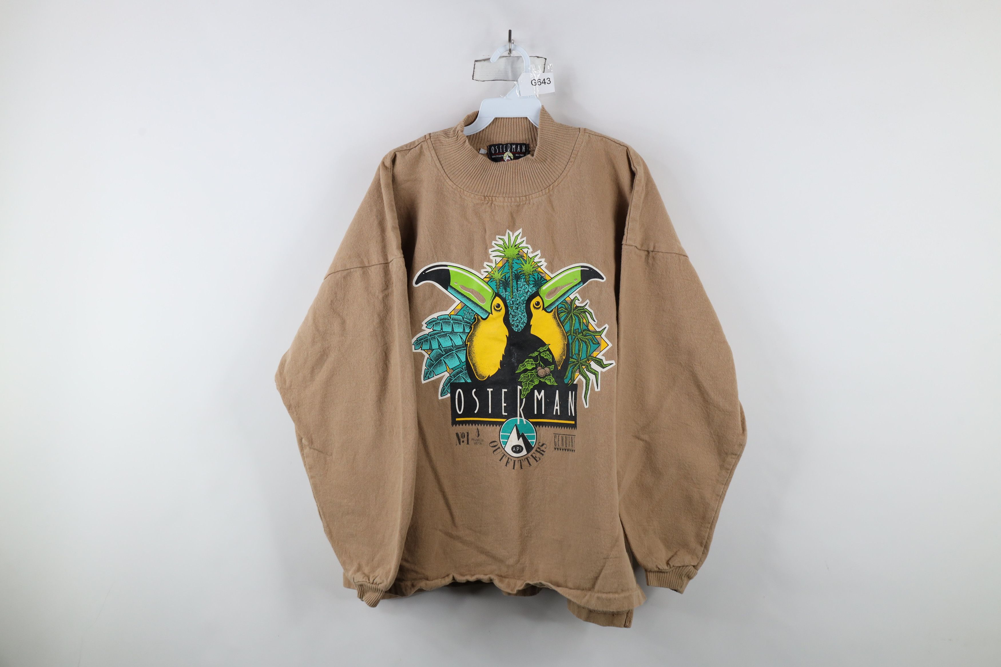 Vintage Vintage 90s Streetwear Toucan Bird Mock Neck Sweatshirt US Size US XL / EU 56 / 4 - 1 Thumbnail