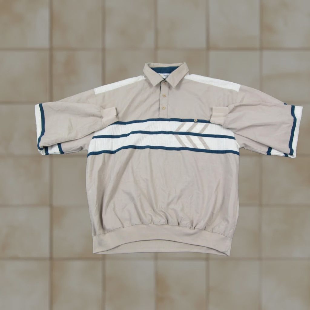Vintage VINTAGE Palmland Polo Shirt Mens Large Beige Striped Long Sleeve Classic 90s Size US L / EU 52-54 / 3 - 1 Thumbnail