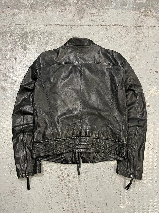 Emporio Armani SS2011 Emporio Armani Structured Black Leather Multi Zip Jacket Size US M / EU 48-50 / 2 - 7 Thumbnail