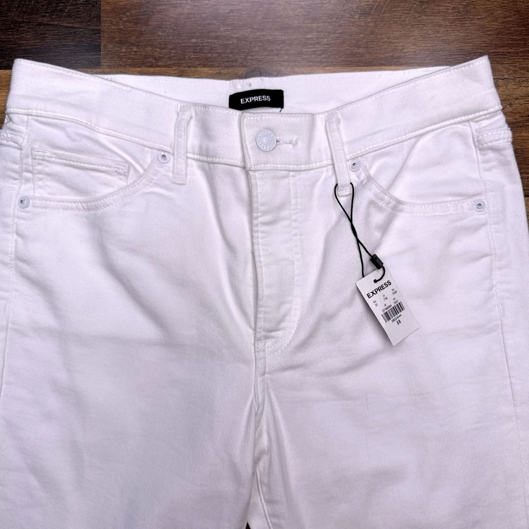 Express Express Skinny Mid Rise Jeans Womens 8R White Stretch New Size 30" / US 8 / IT 44 - 2 Thumbnail
