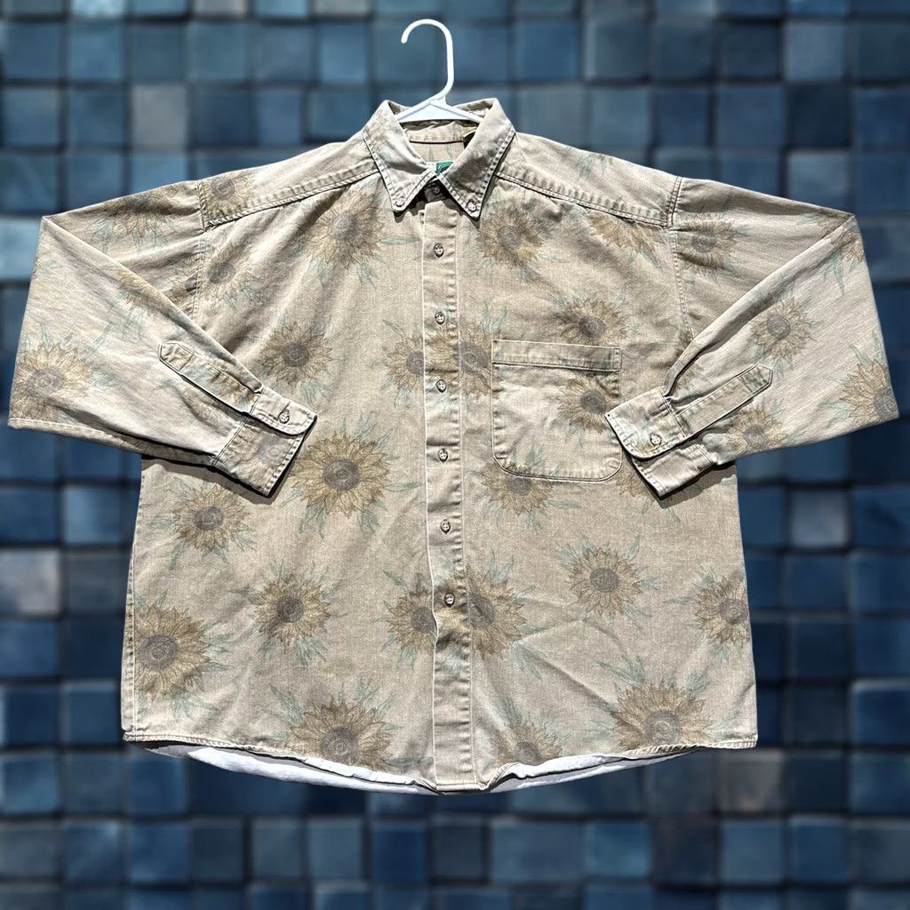 Sunflower VINTAGE Johnny Cotton Shirt Men Large Sunflower Button Down Long Sleeve USA Made Beige Cotton Size US L / EU 52-54 / 3 - 1 Thumbnail