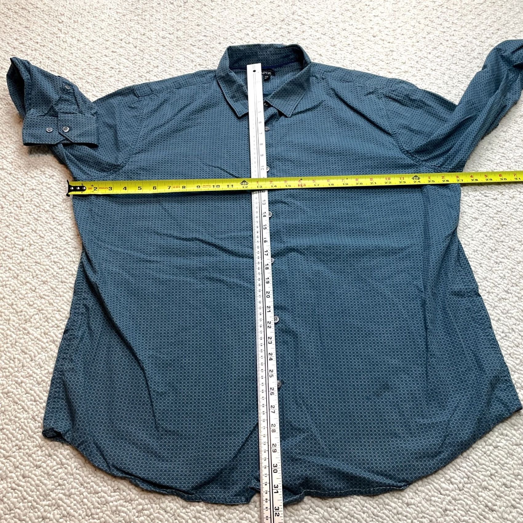 Apt. 9 Apt. 9 Button-Down Shirt Mens 2XL 54 Blue Diamond Long Sleeve Cotton Collared Size US XXL / EU 58 / 5 - 6 Thumbnail