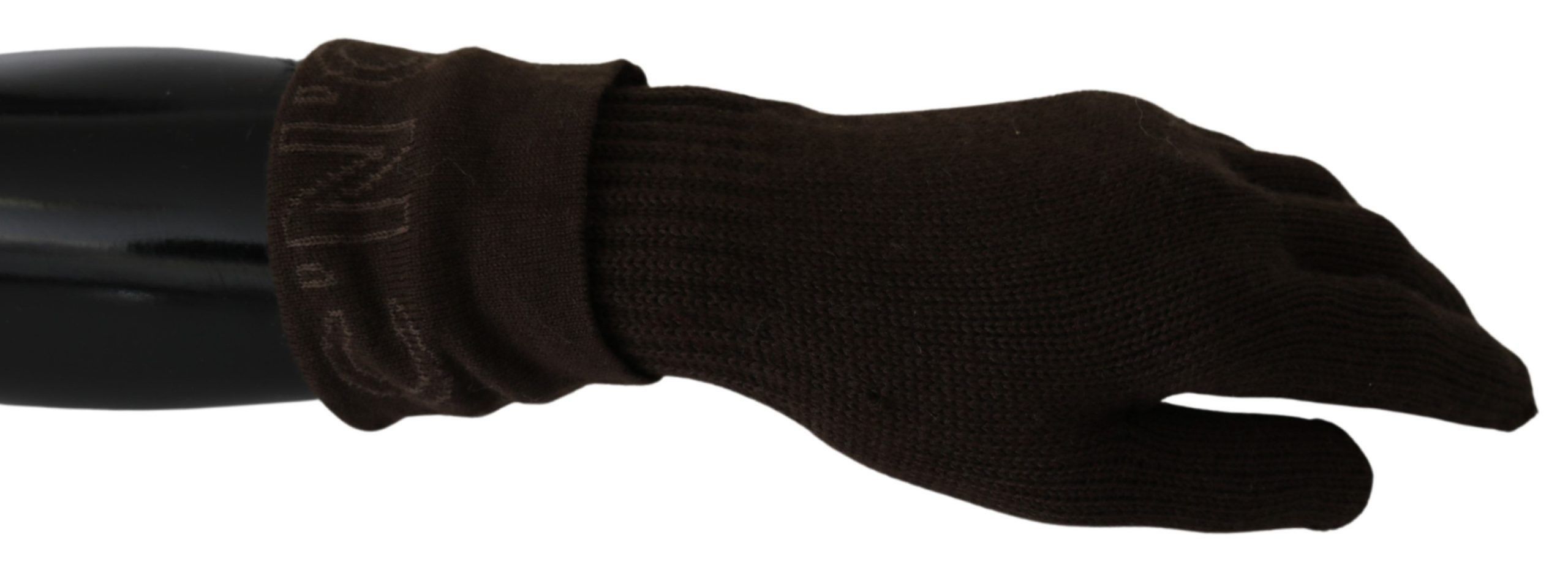Costume National Elegant Brown Knitted Women's Gloves Size ONE SIZE - 1 Thumbnail
