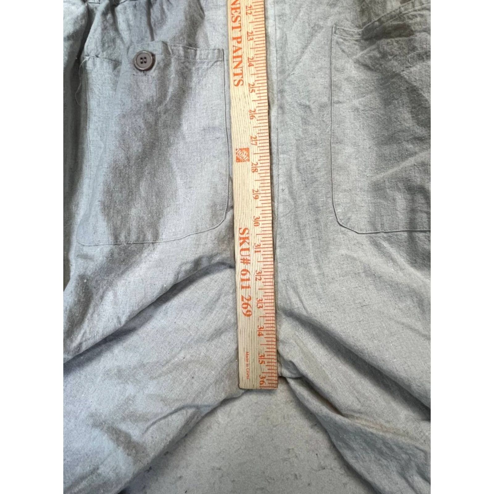 Vintage Hemp Zoo Jumpsuit Women Large White Hemp Blend Short Sleeve Cap Sleeve V-Neck Button Pockets Tapered Leg One-Piece Casual Wear Size 36" / US 14 / IT 50 - 4 Thumbnail