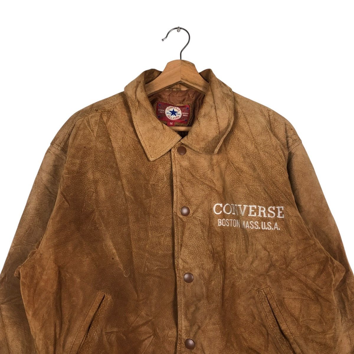 Converse 🔥VINTAGE BOMBER LEATHER JACKET CONVERSE ALL STAR BIG LOGO Size US M / EU 48-50 / 2 - 5 Thumbnail