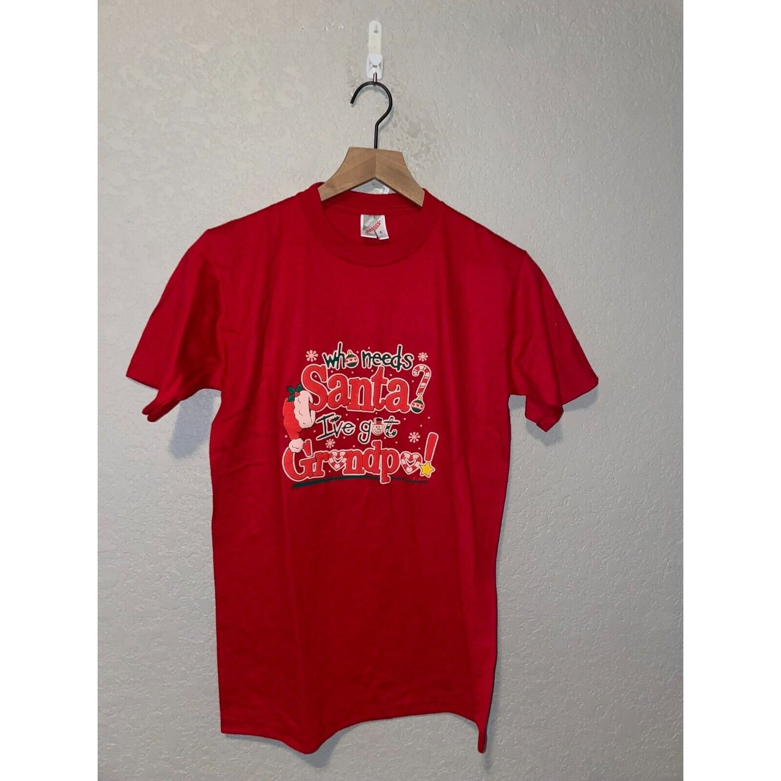 Jerzees Vintage Test Print Shirt Christmas Santa Grandpa Red Tee VTG Size US S / EU 44-46 / 1 - 1 Thumbnail