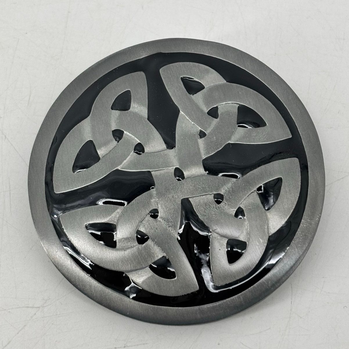 Vintage Belt Buckle Celtic Pewter Enamel Round Knot Great American Size ONE SIZE - 1 Thumbnail