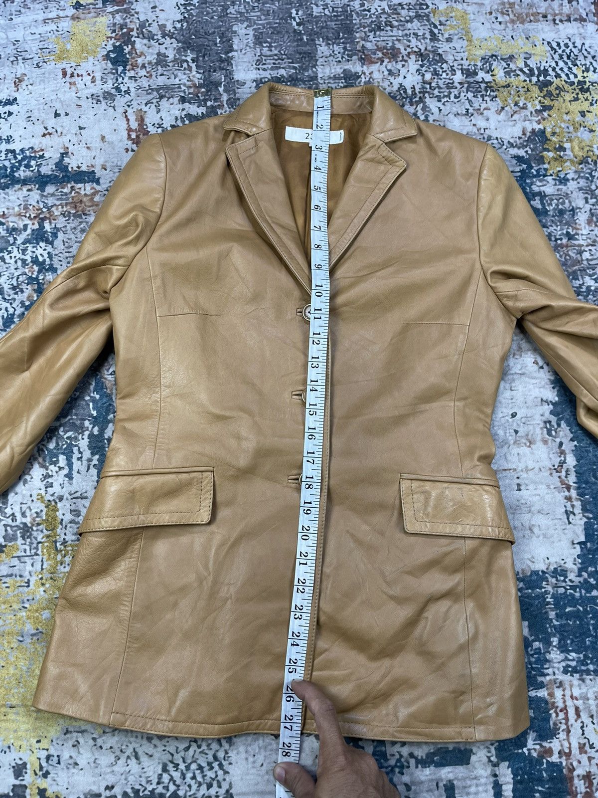 Genuine Leather 23 K Single Breasted Cowhide Leather Blazer Size XS / US 0-2 / IT 36-38 - 11 Thumbnail