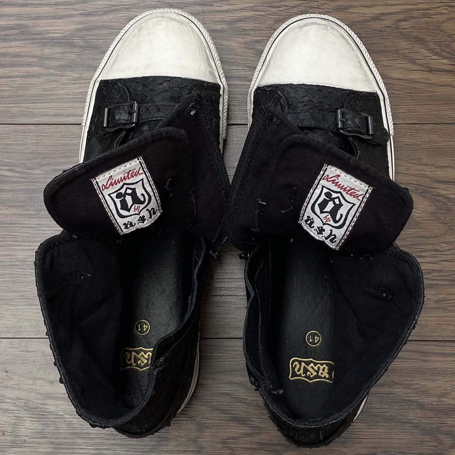 ASH ASH Virgin Buckle High Top Sneakers Black Embossed Leather Size US 11 / IT 41 - 9 Thumbnail