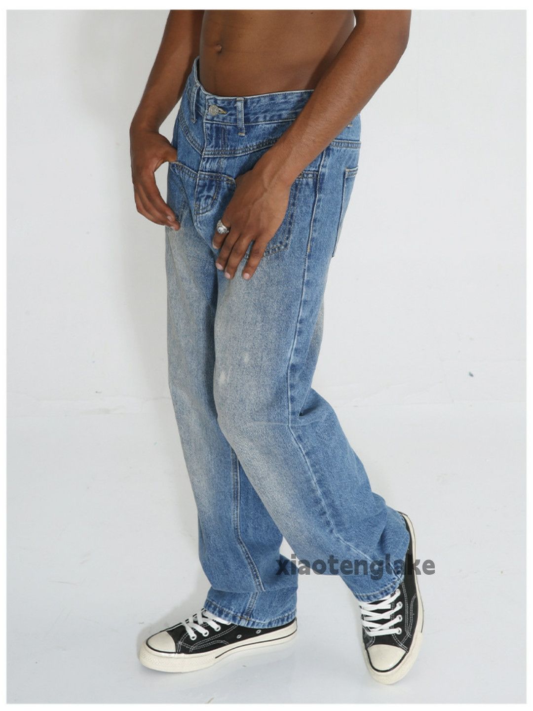 rusty washed faded skate hiphop utility jeans