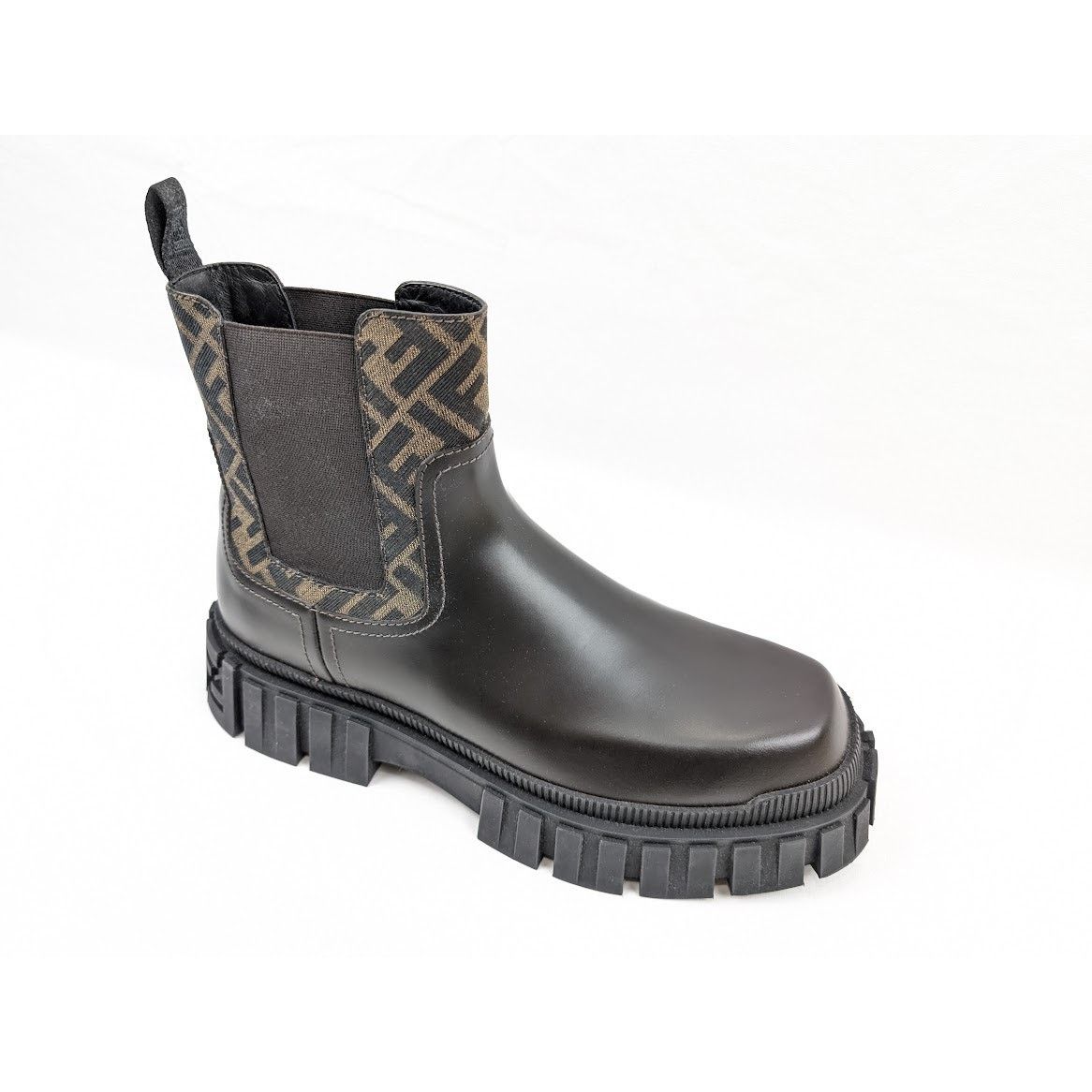 Fendi o1rshd1 Men's Fabric Calf Leather Boots in Black/Dark Brown Size US 11 / EU 44 - 4 Thumbnail
