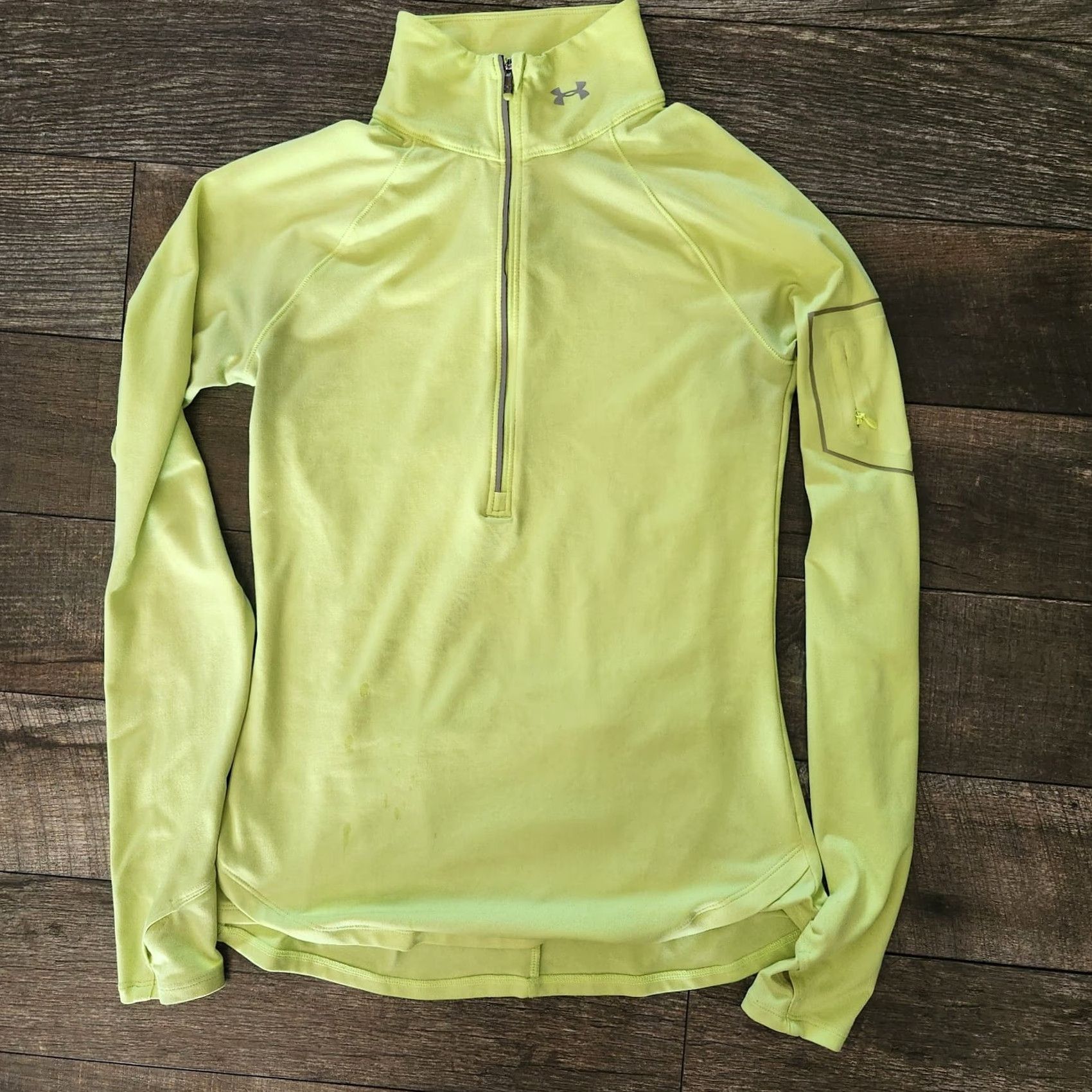 Under Armour Under Armour Womens All Weather Half Zip Jacket S Yellow Running Pullover Size S / US 4 / IT 40 - 2 Thumbnail