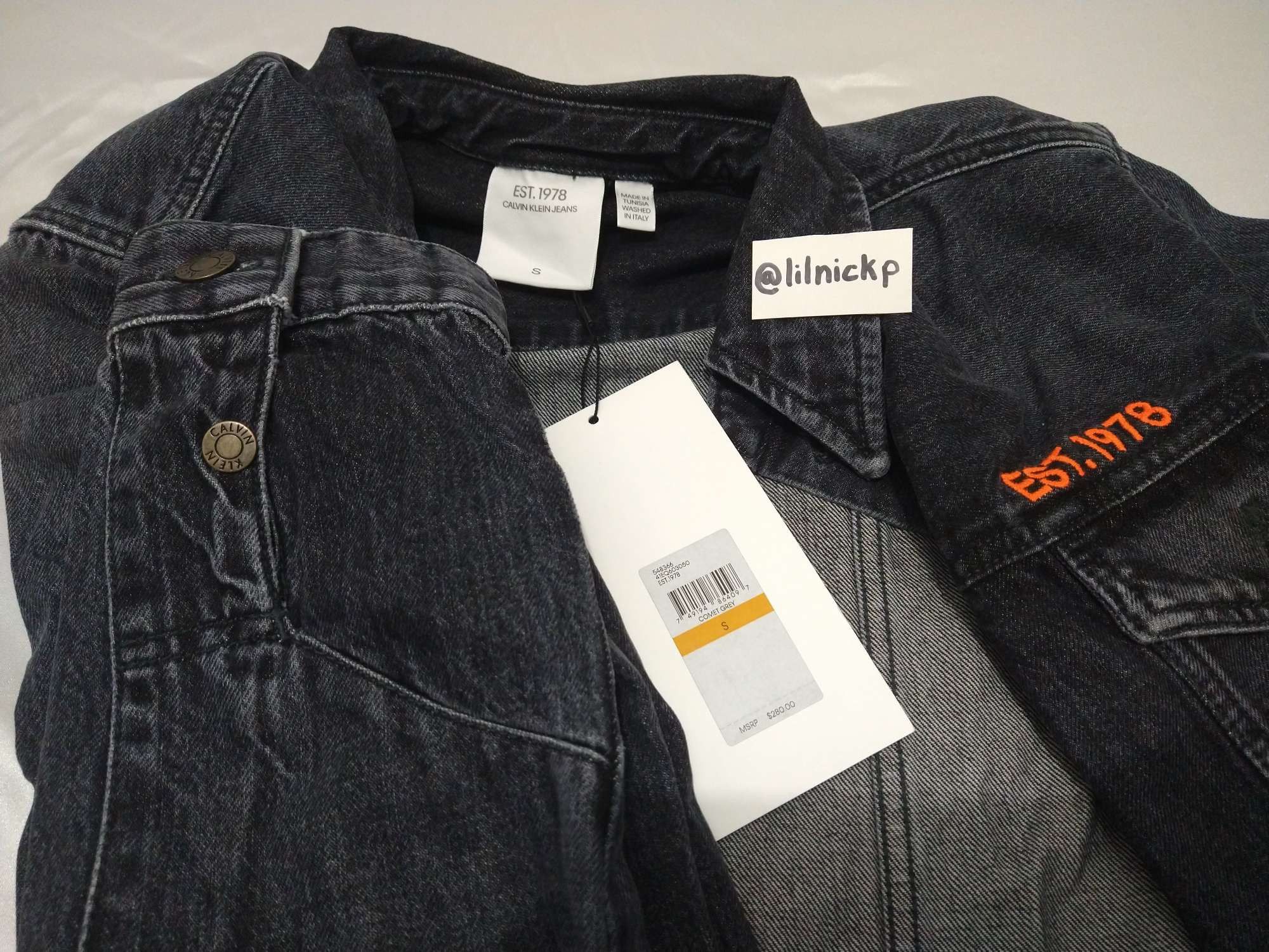 Calvin Klein 205W39NYC EST. 1978 Comet Grey Denim Trucker Jacket Size US S / EU 44-46 / 1 - 3 Thumbnail