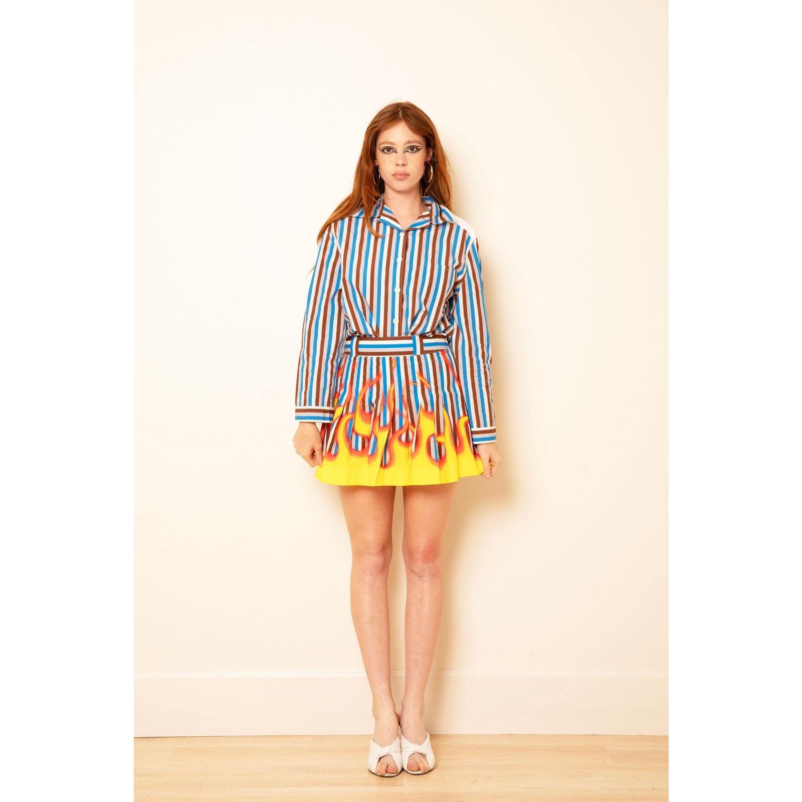Prada PRADA Stripe + Flame Print Cotton Poplin Set Size M / US 6-8 / IT 42-44 - 1 Thumbnail