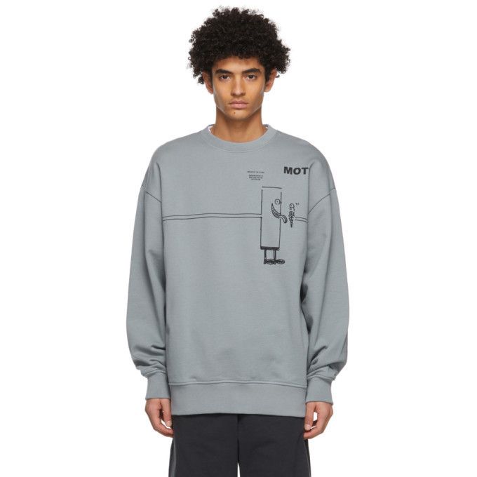 image of Acne Studios Grey Beni Bischof Edition Motf Print Sweatshirt, Men's (Size Large)