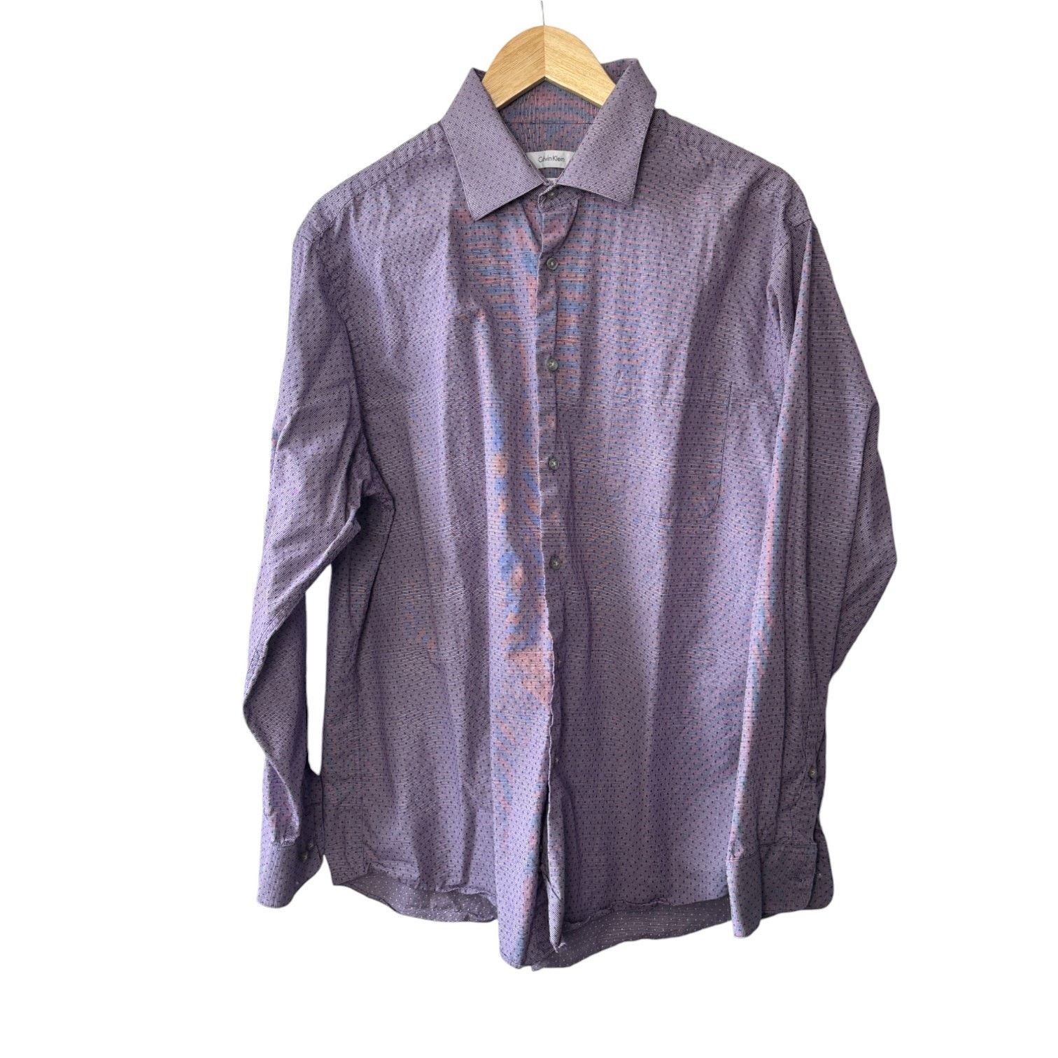 Calvin Klein Calvin Klein Purple Dot Regular Fit Shirt Men's XL 17 34/35 Size US XL / EU 56 / 4 - 1 Thumbnail