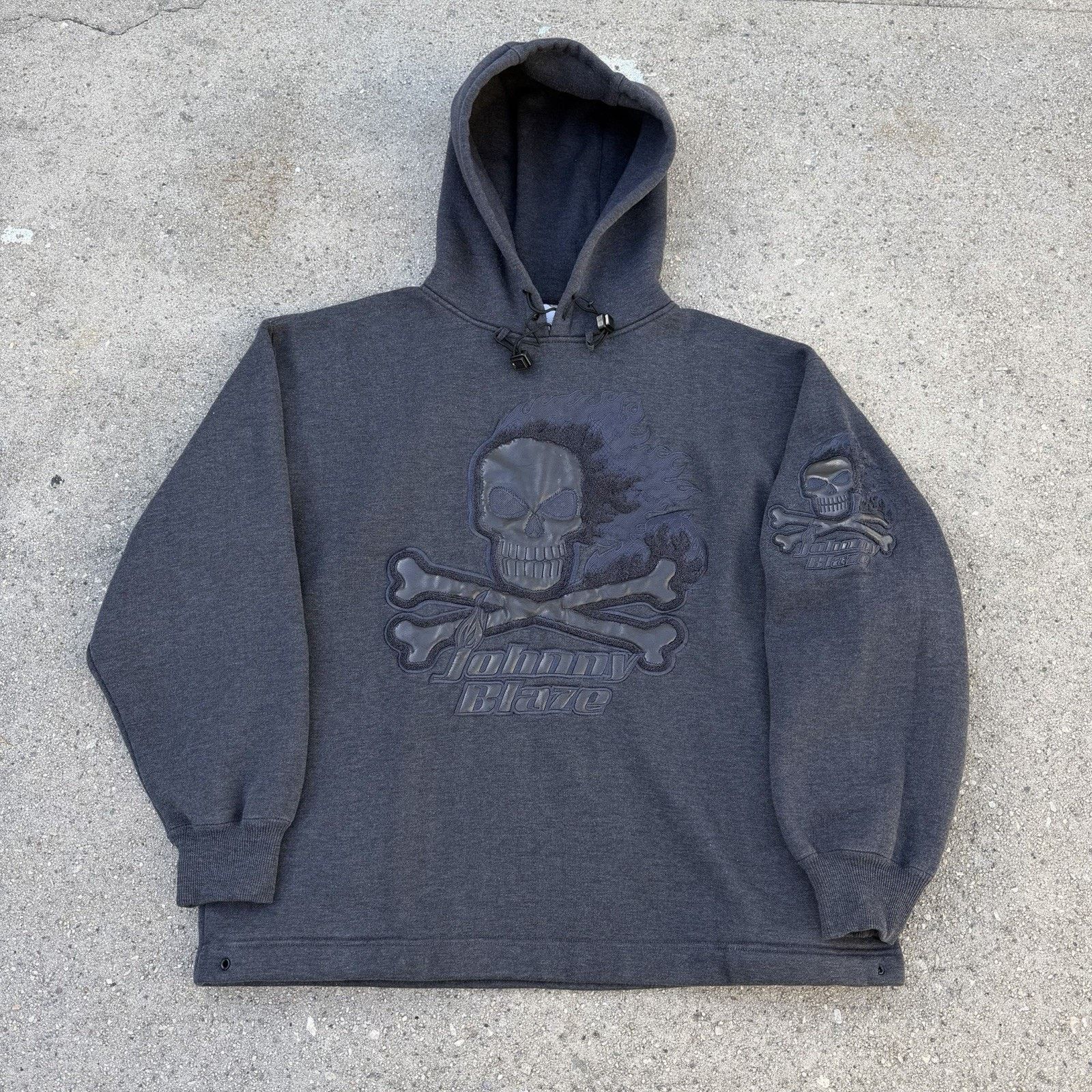 JNCO × Vintage Vintage Y2K Johnny Blaze Skull Flame Gray Charcoal Hoodie Size US XL / EU 56 / 4 - 1 Thumbnail