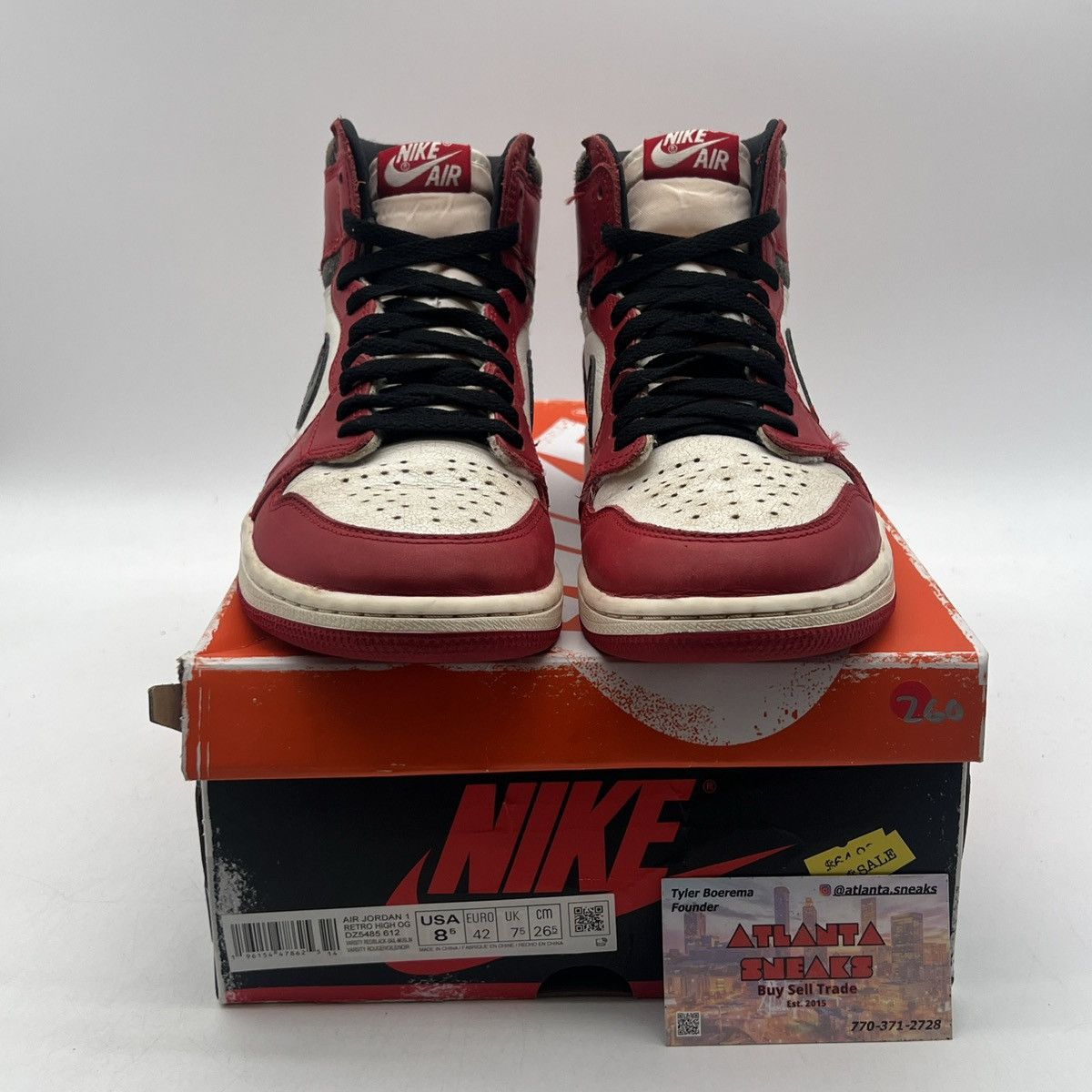 Nike Air Jordan 1 high Chicago lost & found Size US 8.5 / EU 41-42 - 2 Thumbnail