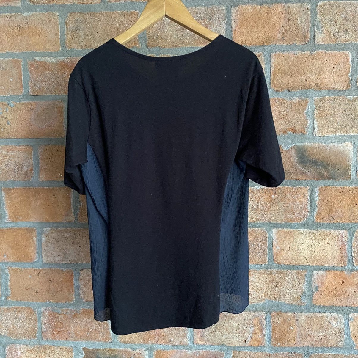 Japanese Brand A.T ATSURO TAYAMA Black Textured Short Sleeve Blouse Size S / US 4 / IT 40 - 10 Thumbnail