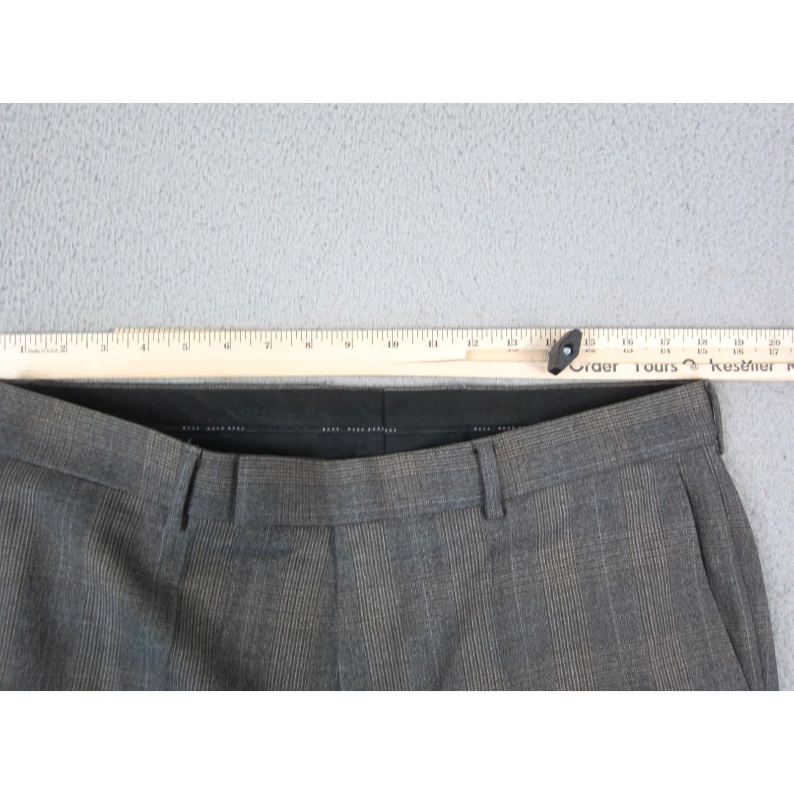 Vintage VINTAGE Rosselini Pants Mens 36 x 33 Brown Gray Check 100% Wool Trouser 80s 90s Size US 36 / EU 52 - 5 Thumbnail