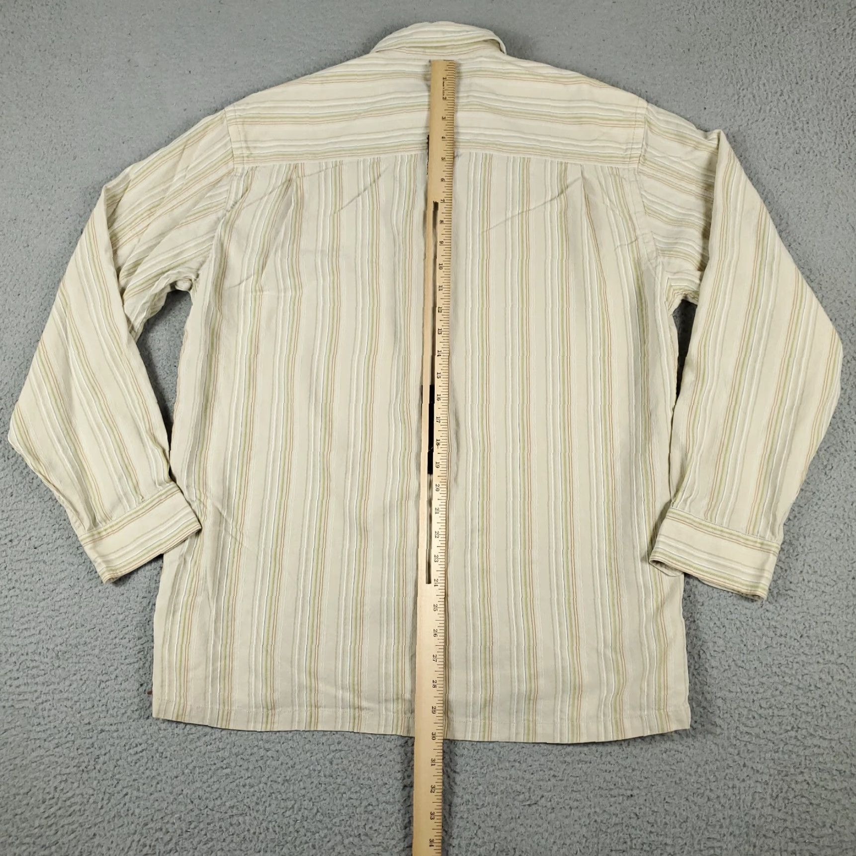 Tommy Bahama Tommy Bahama Button-Up Shirt Mens L Beige Striped Long Sleeve Casual Formal Business Classic Modern Preppy Size Large Size US L / EU 52-54 / 3 - 3 Thumbnail