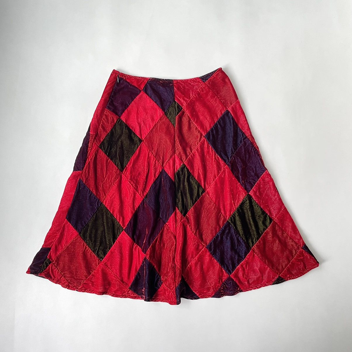 Comme des Garcons S/S 04 Patchwork Velvet Mid Skirt Size 26" / US 2 / IT 38 - 12 Thumbnail