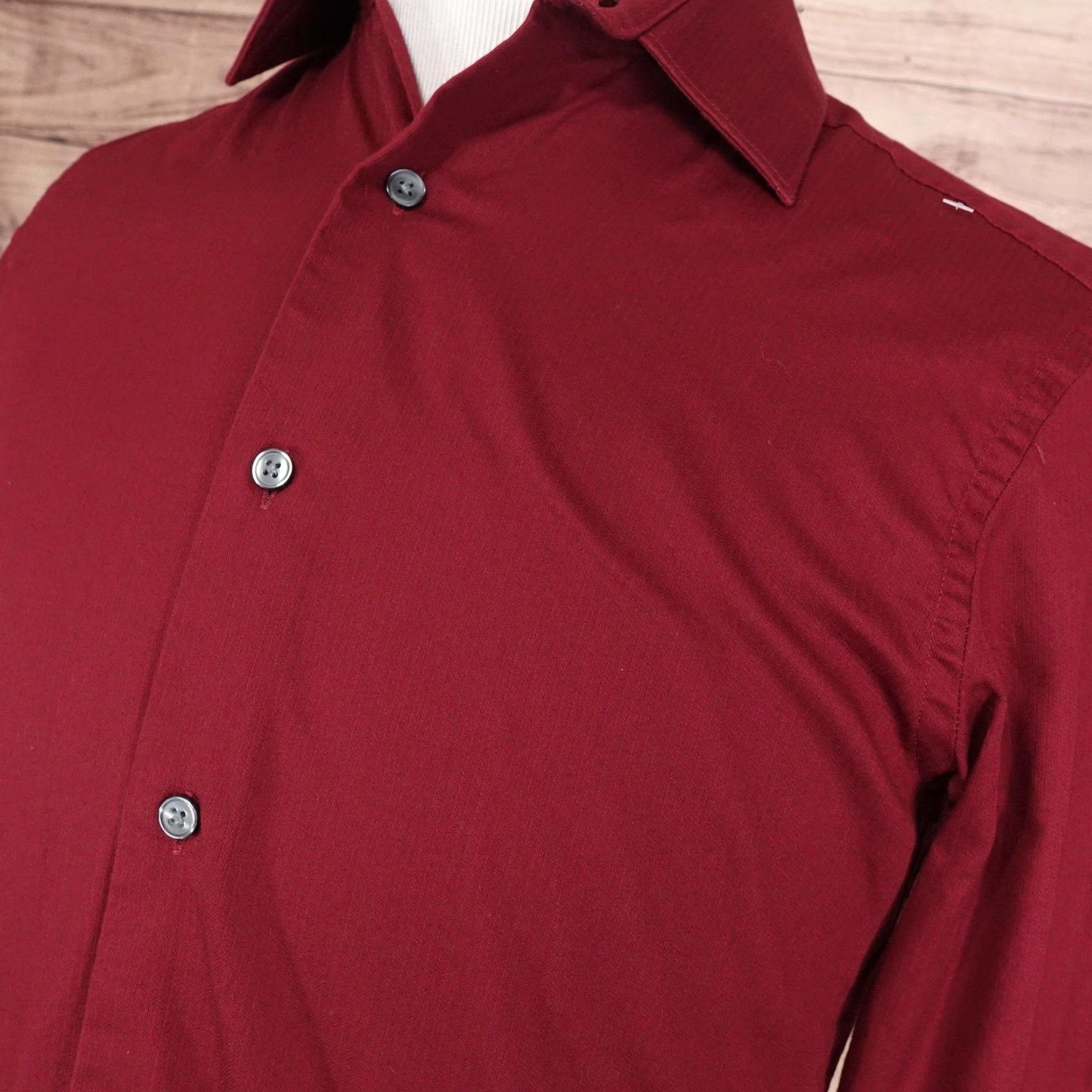 Apt. 9 APT. 9 Shirt Mens 15 32/33 Burgundy Red Slim Fit Easy Care Dress Long Sleeve Size 40R - 2 Thumbnail