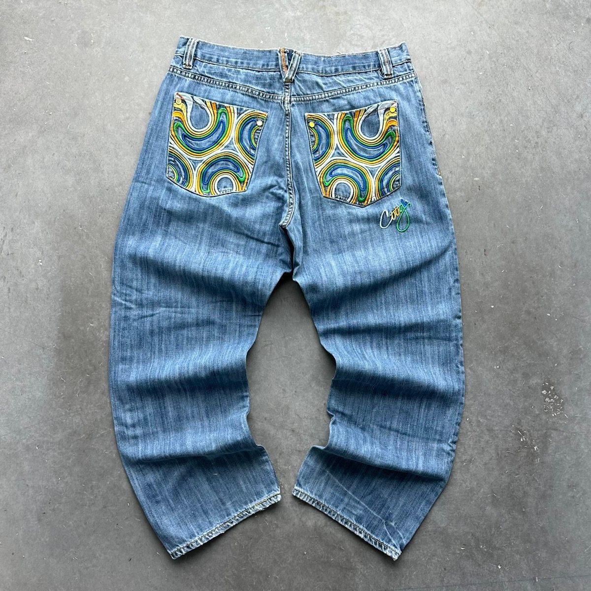 Pre-owned Coogi X Jnco Crazy Vintage Y2k Coogi Baggy Jeans Wide Leg Jnco Grunge In Blue