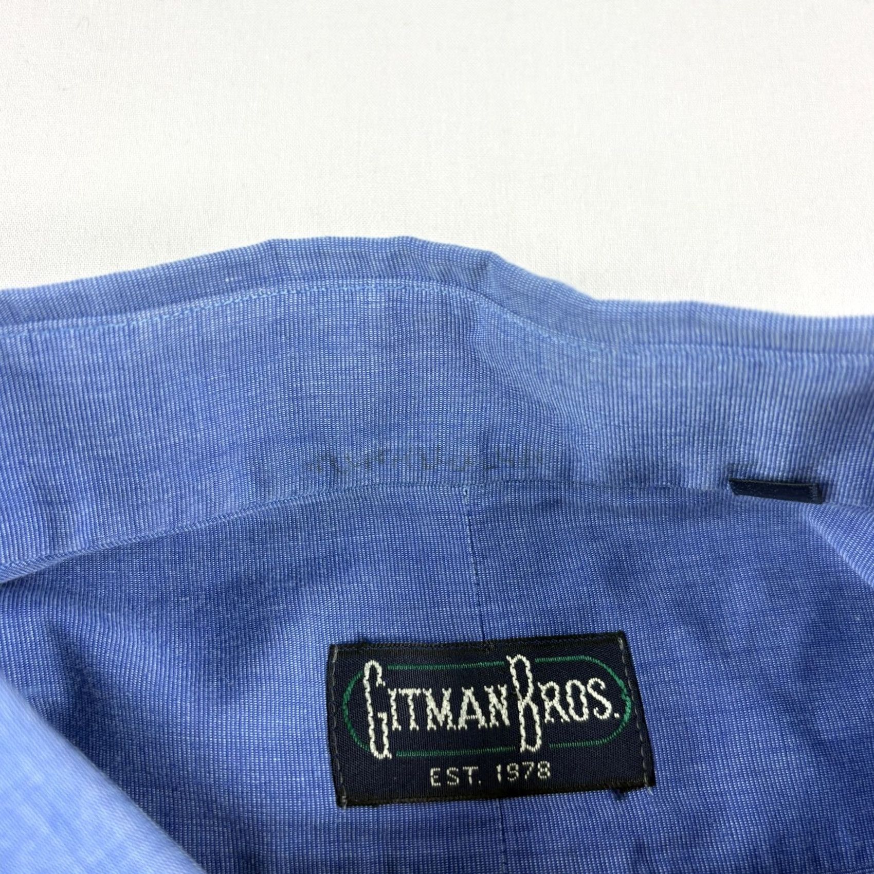 Vintage Gitman Bros Shirt Mens 17.5 Blue Button Up Long Sleeve Formal Casual Size 48R - 4 Thumbnail