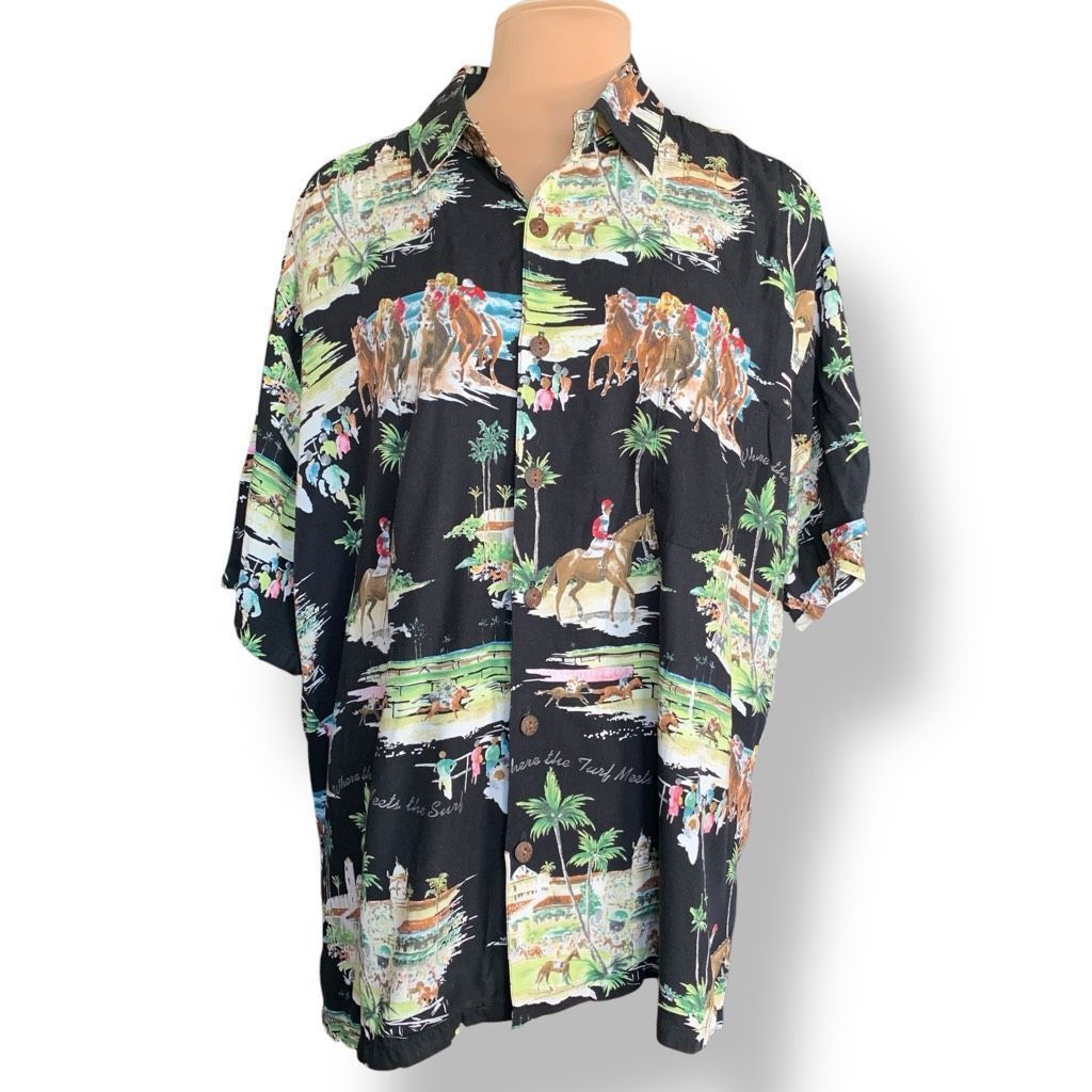 Vintage Vintage Kahala Hawaiian Shirt Black Horse Racing Surf Print Size US XL / EU 56 / 4 - 8 Thumbnail