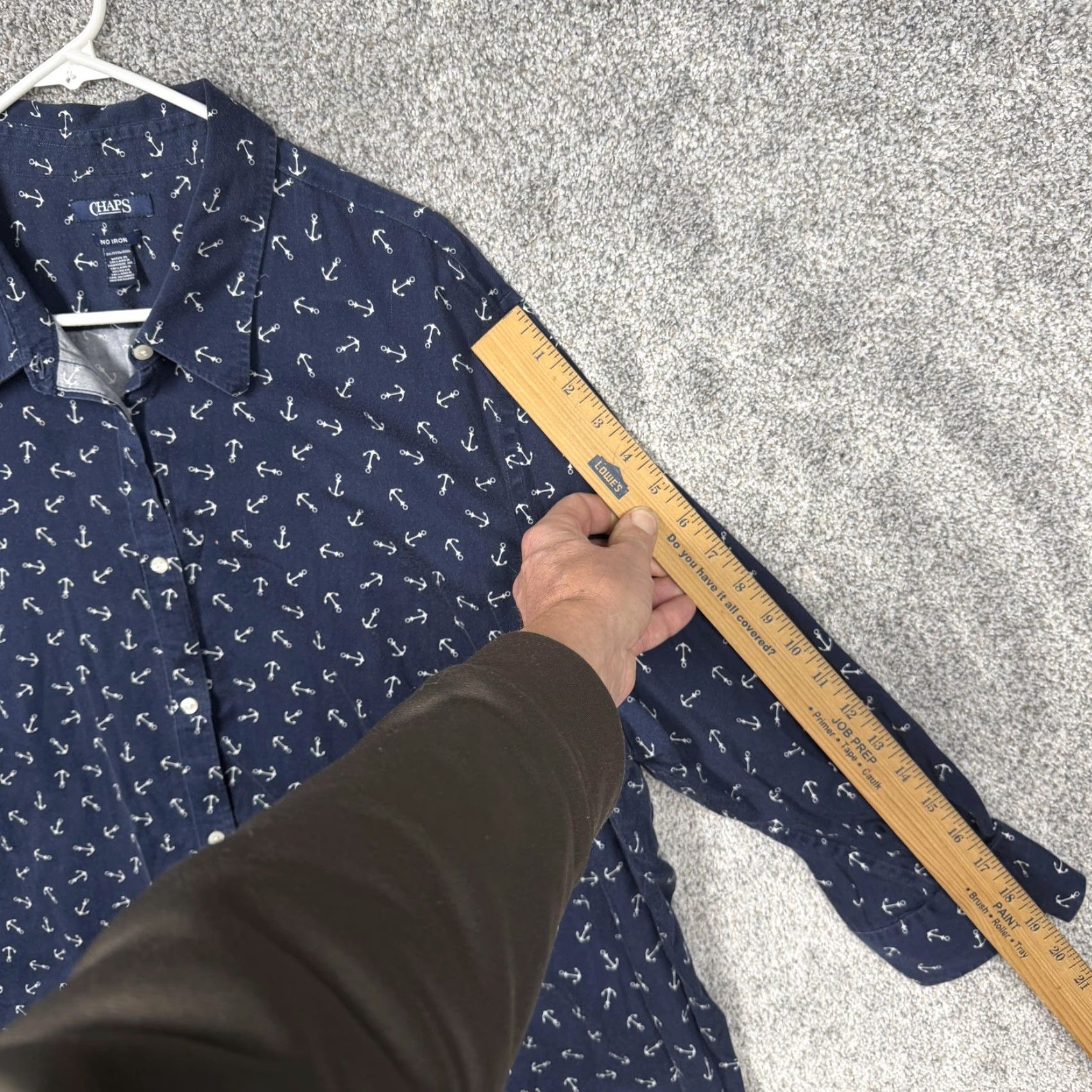 Chaps Chaps Shirt 3X Plus Blue Button-Up Cotton Nautical Anchor Graphic Print Non-Iron Casual Resort Coastal Preppy Layering Womens Size XXL / US 16-18 / IT 52-54 - 3 Thumbnail