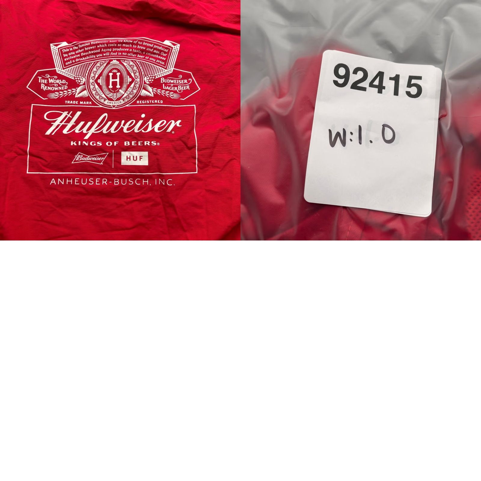 Huf HUF x Budweiser Anorak Windbreaker Jacket Mens Small Red Hooded 1/4 Zip Logo Size US S / EU 44-46 / 1 - 9 Thumbnail