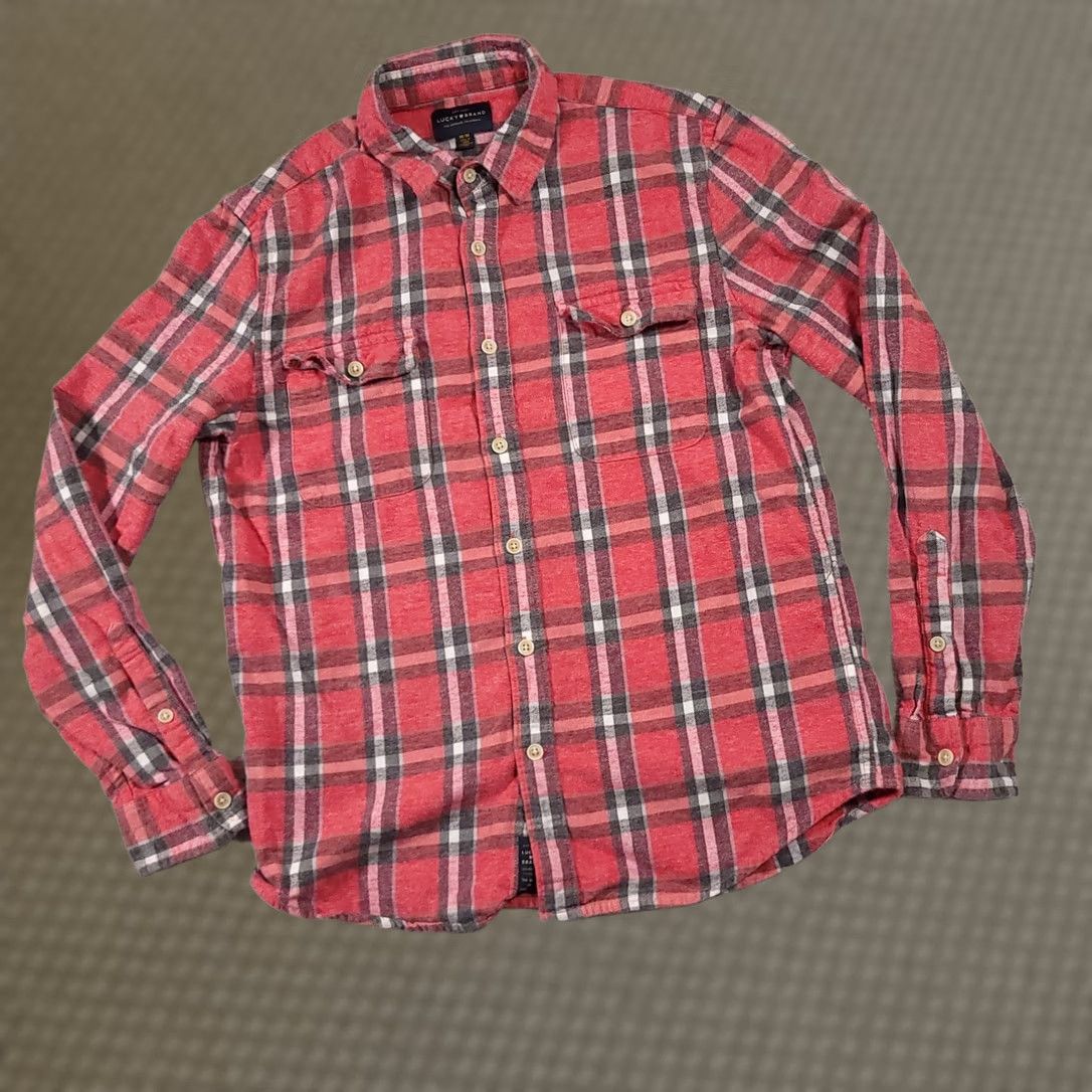 Lucky Brand Lucky Brand Flannel Shirt Mens Medium Red Plaid Button Up Casual Western Mens Regular Red Plaid Western 90s Modern Vintage-Style? Size US M / EU 48-50 / 2 - 1 Thumbnail