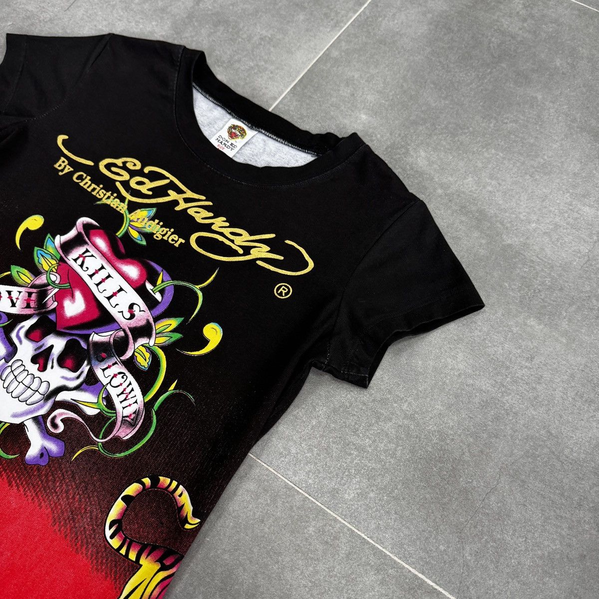 Ed Hardy Ed Hardy By Christian Audigier Tattoo Skulls Roses T-Shirt Size L / US 10 / IT 46 - 5 Thumbnail