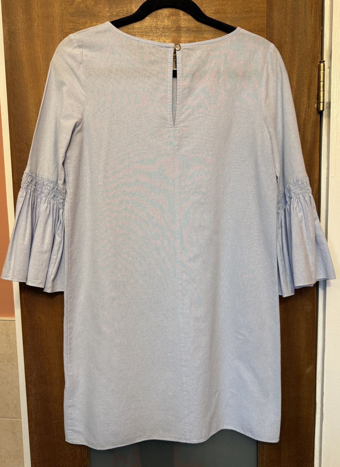 AQUA Aqua Women Light Blue Bell Smocked Elasticated Sleeve Shift Size S / US 4 / IT 40 - 8 Thumbnail