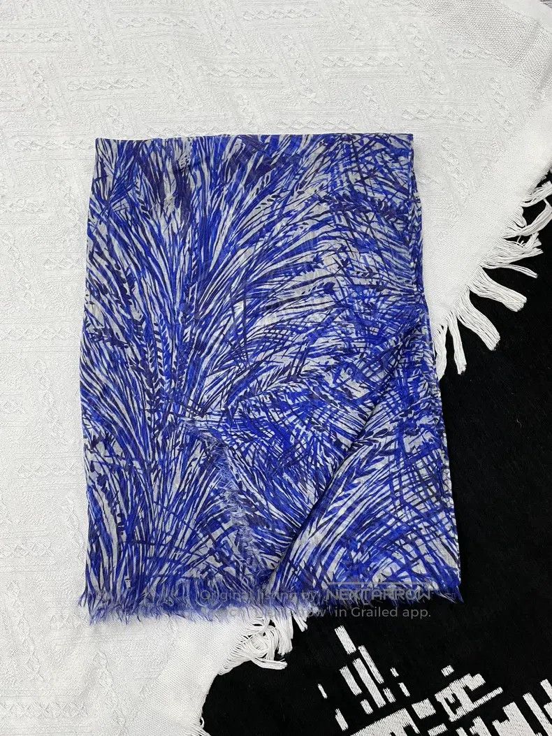 Loro Piana Loro Piana Blue Printed Cashmere Scarf Size ONE SIZE - 6 Thumbnail