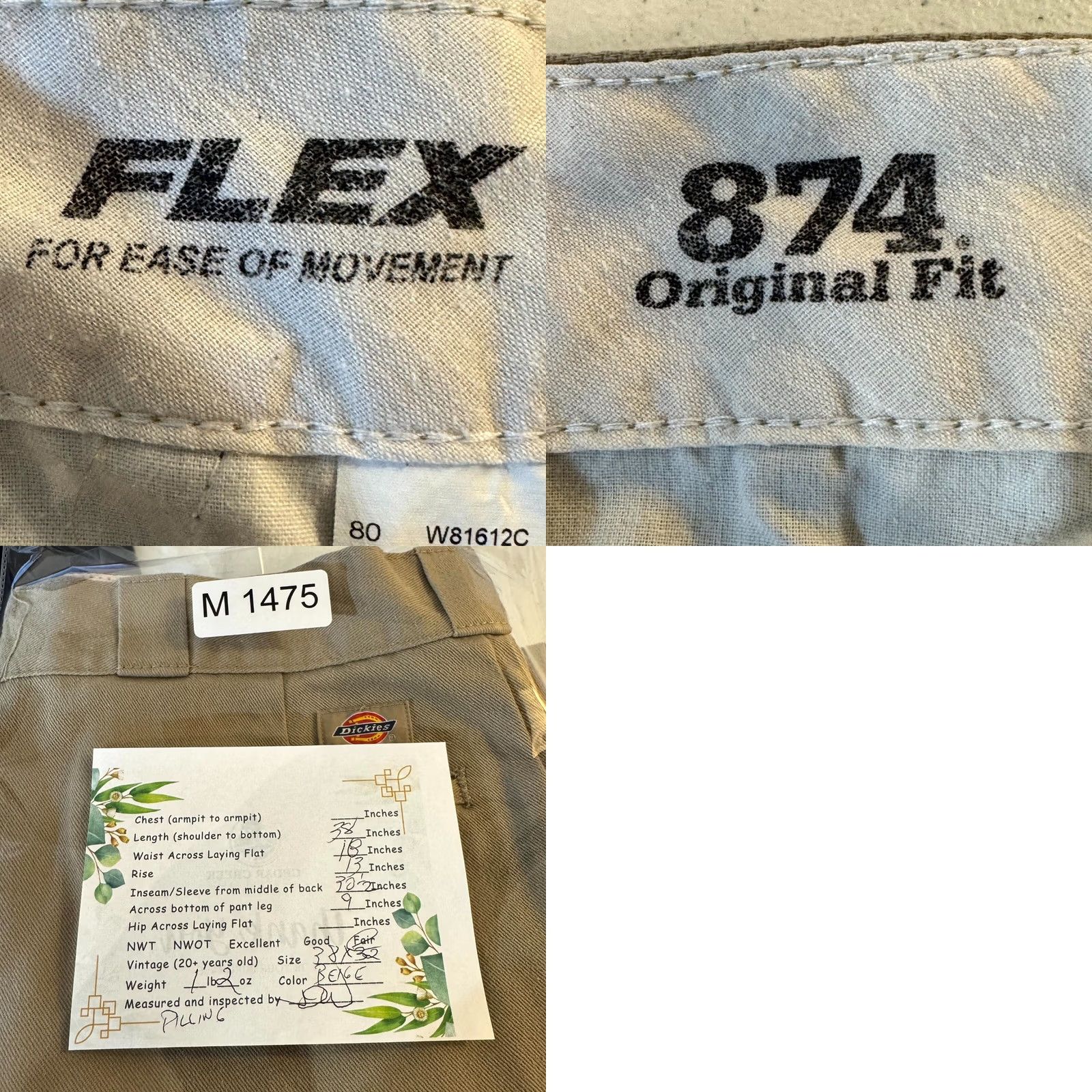 Dickies Dickies 874 Men’s Work Pants Beige Original Fit Flat Front Zip Fly Pants Mens 38 x 32 Flat Front Beige Dickies 874 Size US 38 / EU 54 - 9 Thumbnail