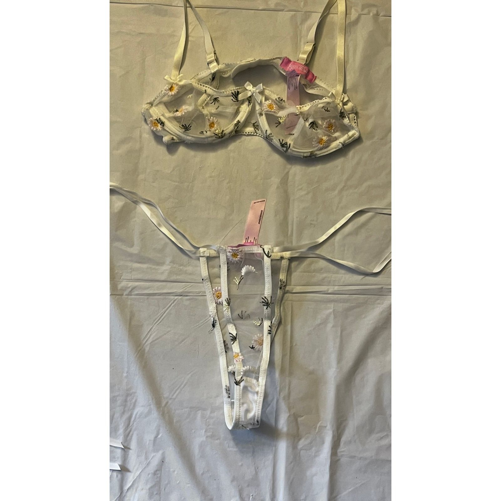 Dolls Kill Dolls kill Sugar Thrillz Daisy Embroidered Mesh Lingerie Set Size ONE SIZE - 2 Thumbnail