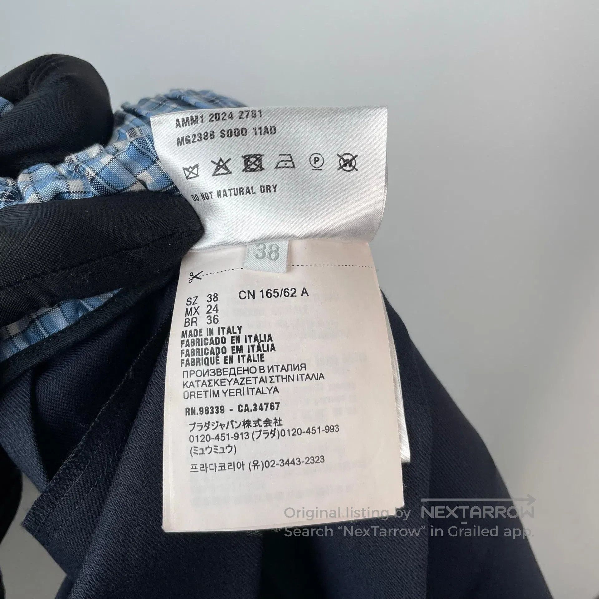 Miu Miu Miu Miu Navy Blue Plaid Pleated Skirt| Size 37" - 7 Thumbnail