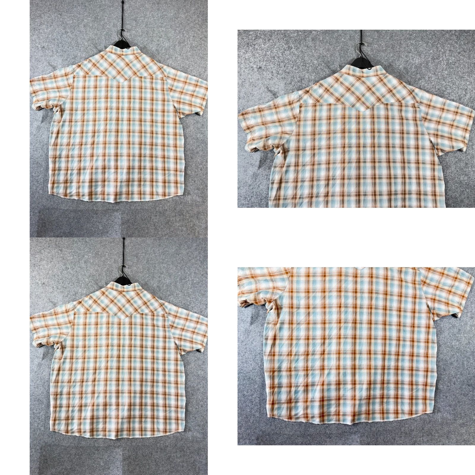 Wrangler Wrangler Western Shirt Mens 3XL Brown Blue Plaid Flap Pocket Pearl Snap Cowboy Size US XXL / EU 58 / 5 - 8 Thumbnail