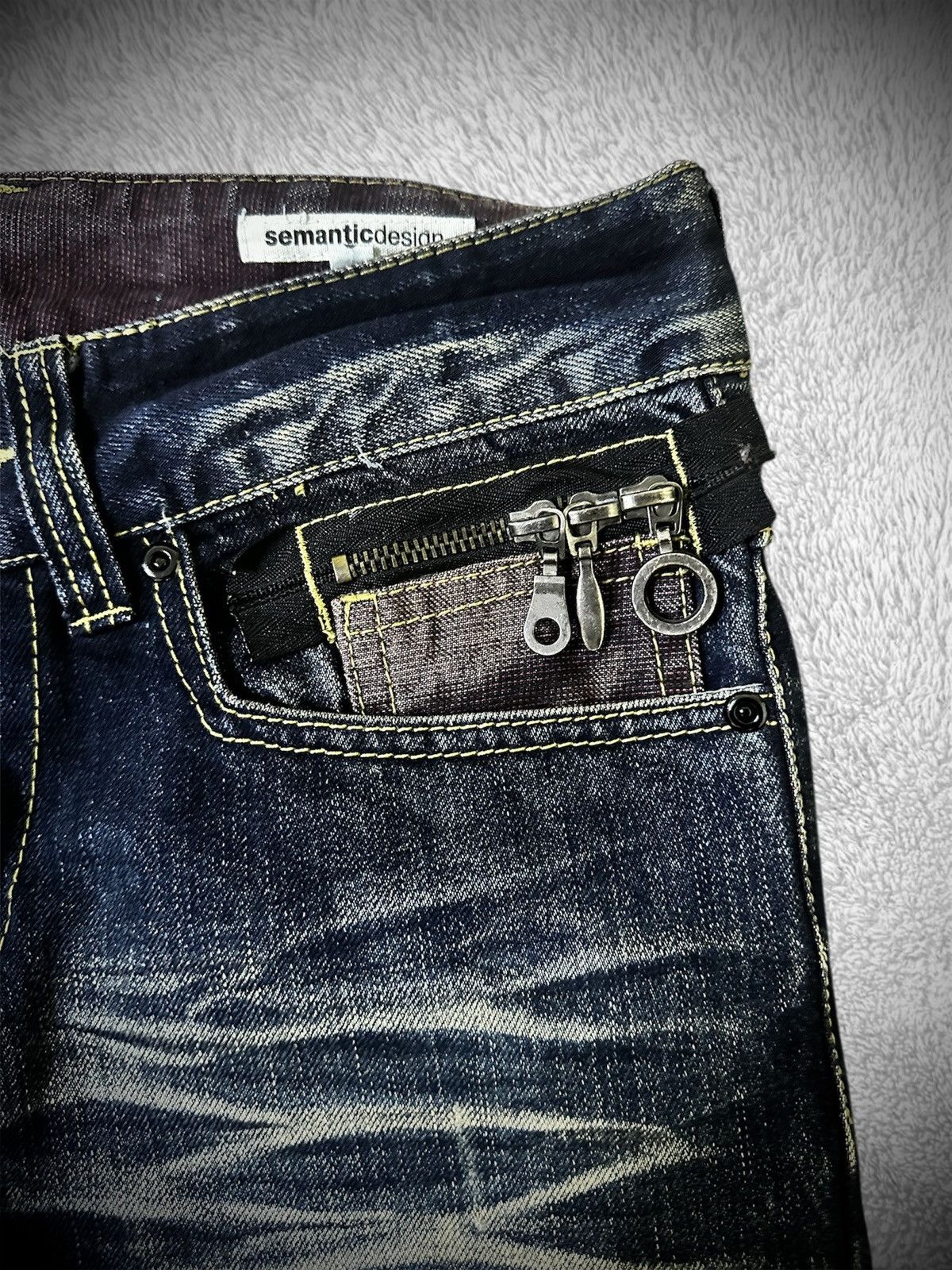 If Six Was Nine rare japanese brand semantic design bondage flare jeans Size US 31 - 3 Thumbnail