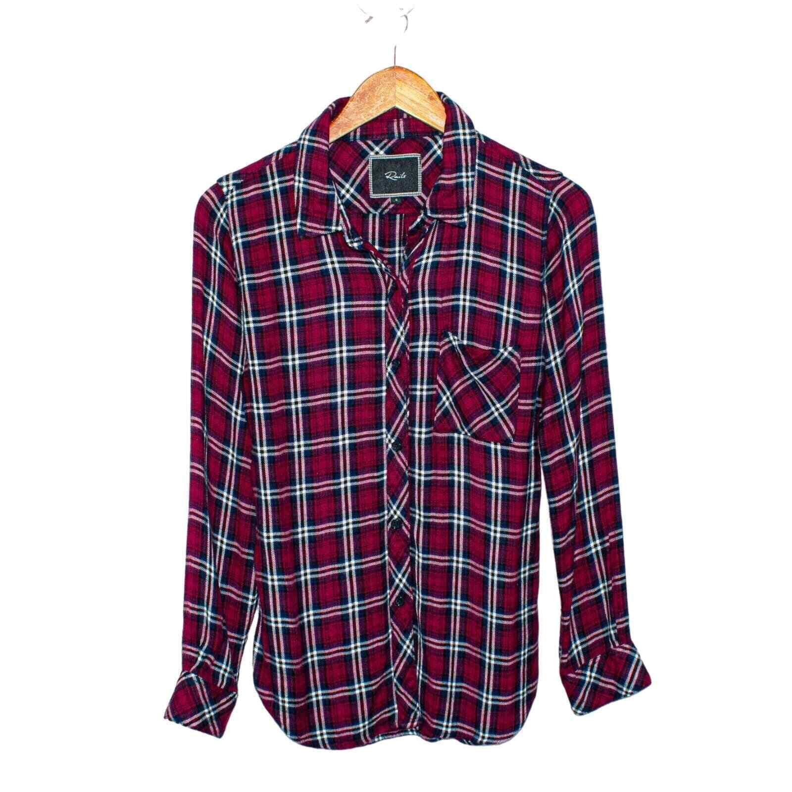 Rails Rails Hunter Flannel Shirt Burgundy Red Plaid Rayon Small Size S / US 4 / IT 40 - 5 Thumbnail